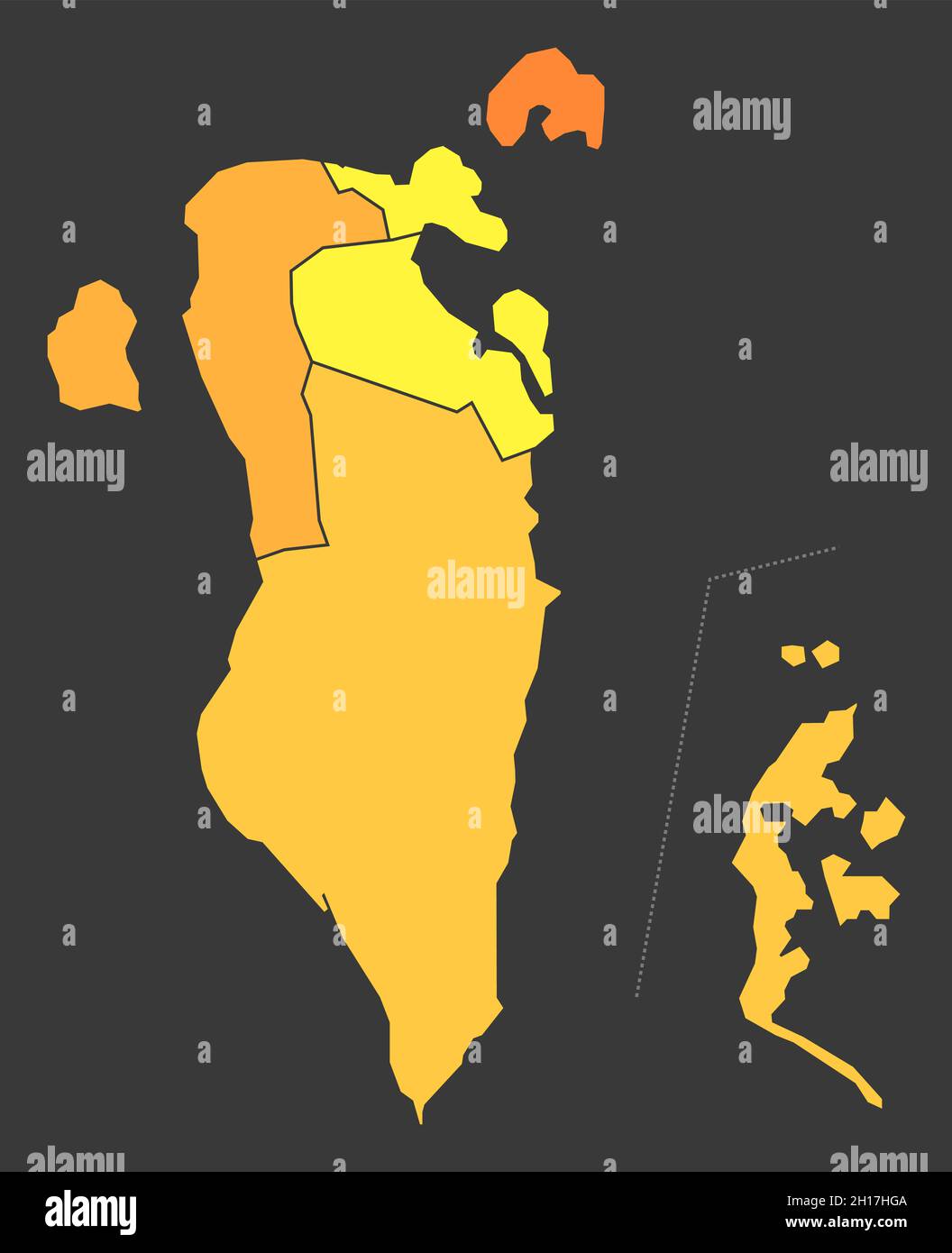 Mappa termica della popolazione del Bahrain come illustrazione della densità di colore Foto Stock