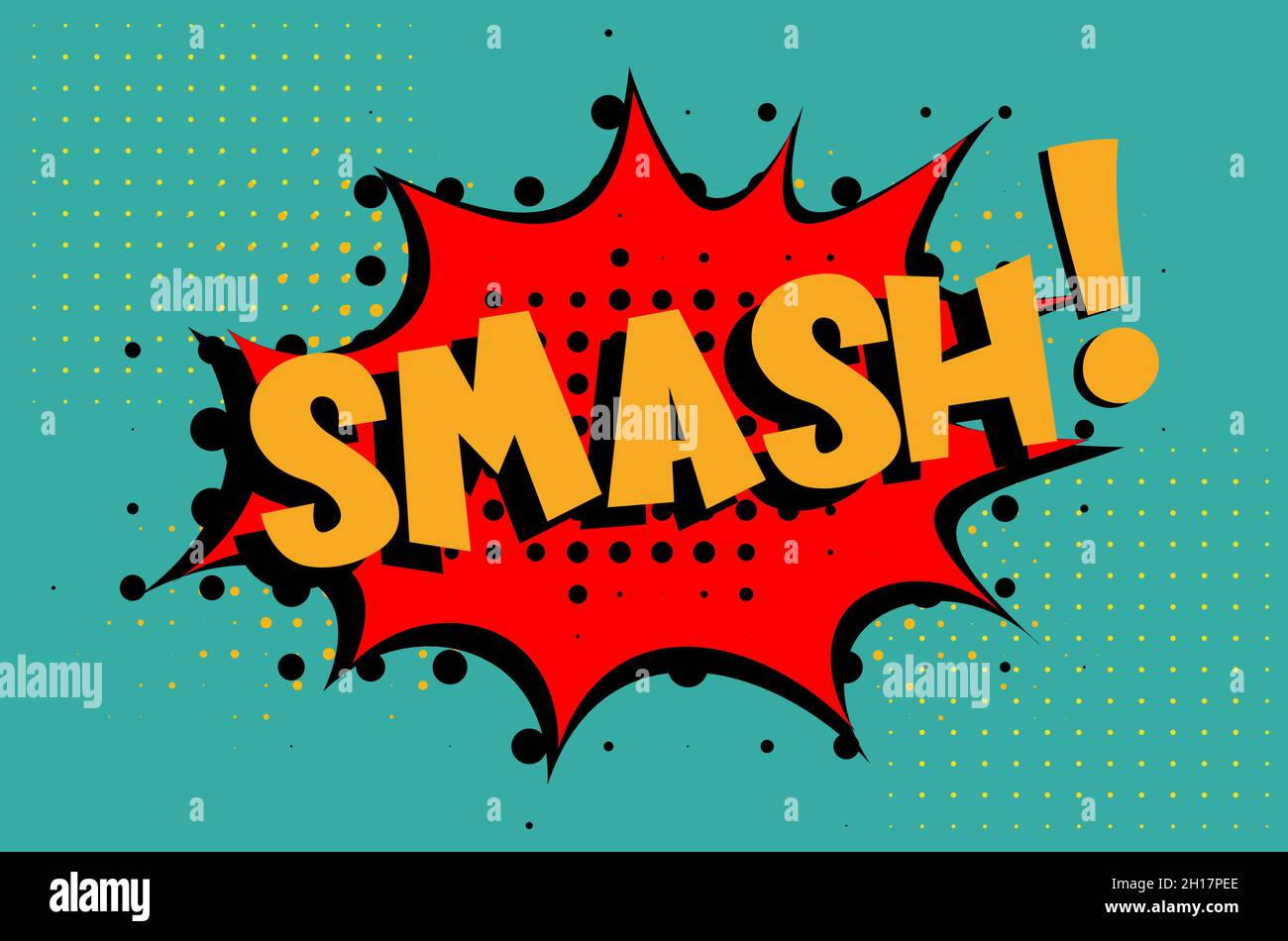 Smash Comic Lettering Vector illustrazione cartoon in stile retrò pop art su sfondo halftone Illustrazione Vettoriale