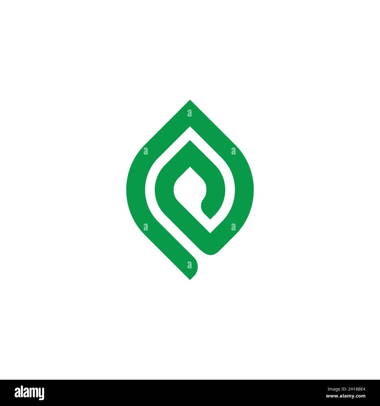 geometria a spirale verde foglia semplice logo vettore Illustrazione Vettoriale