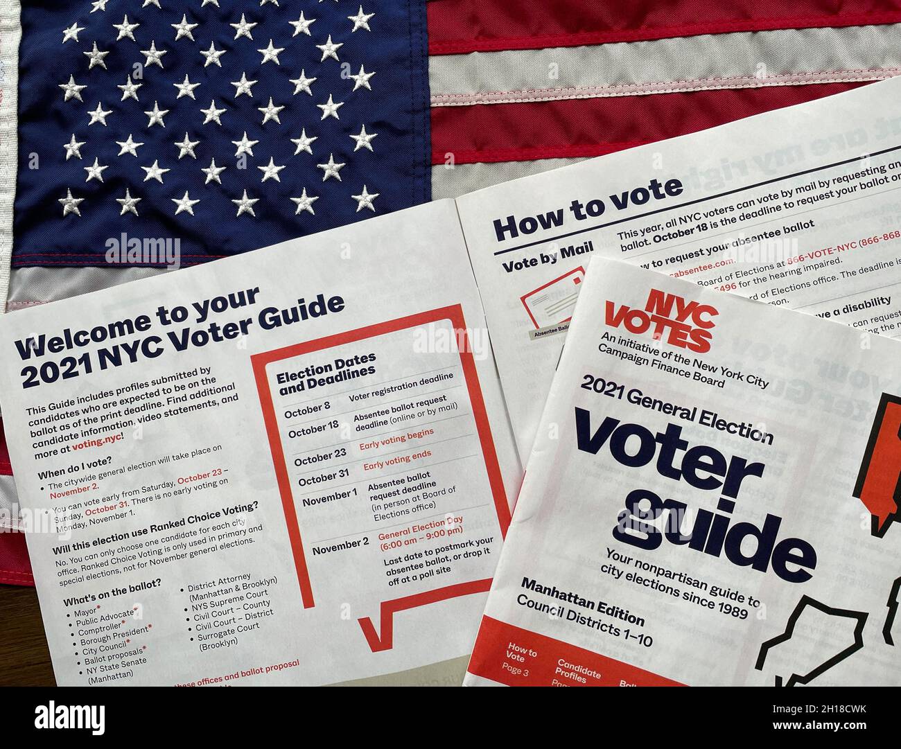 Primo piano 2021 NYC Voter Guide for General Election, 2 novembre, NYC, USA Foto Stock