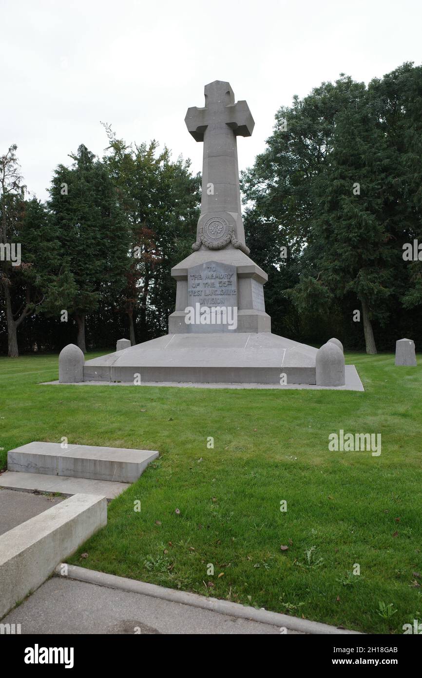 55th (West Lancashire) Division Memorial a Givenchy les la Bassee Foto Stock
