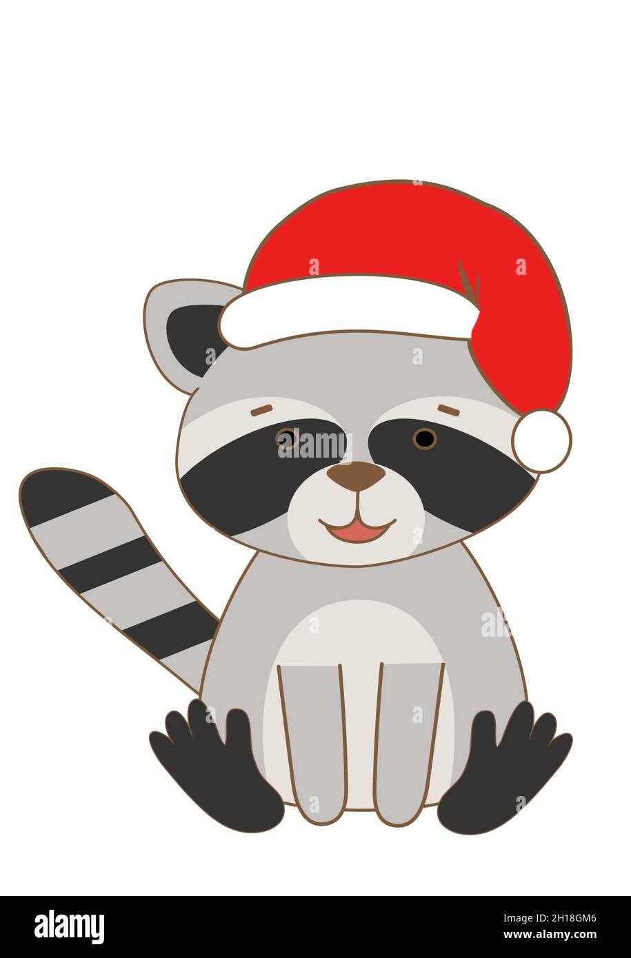 raccoon in testa rossa isolato su sfondo bianco Illustrazione Vettoriale