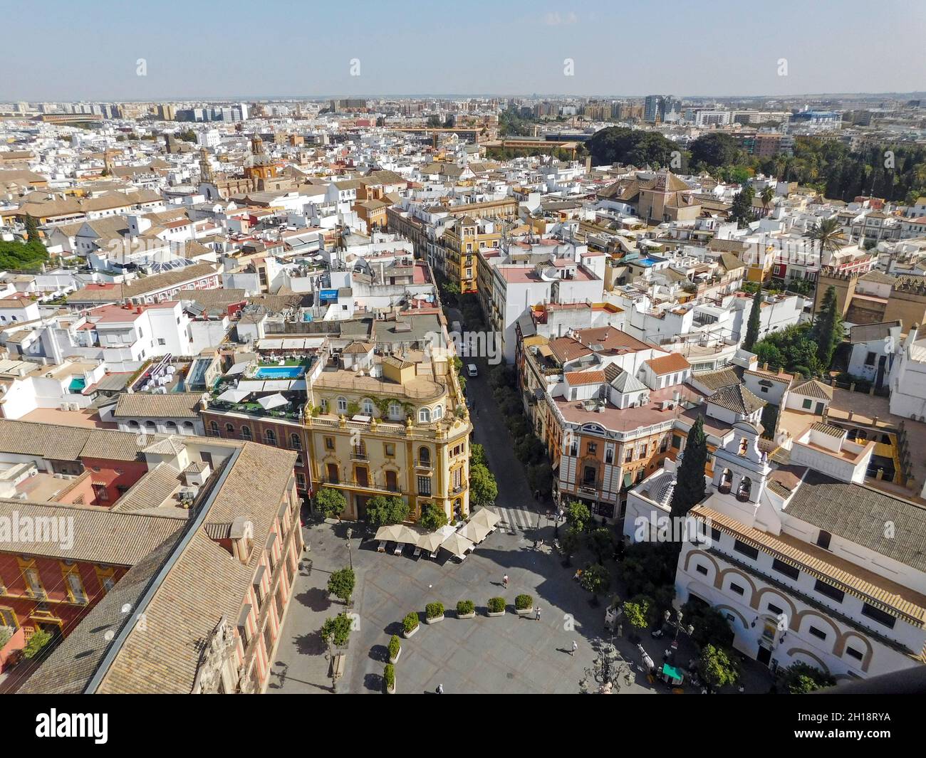 Vista di Siviglia dalla torre della Cattedrale, Catedral de Sevilla Foto Stock