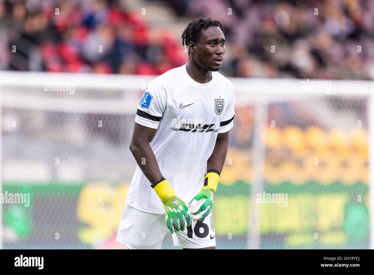 Farum, Danimarca. 17 ottobre 2021. Emmanuel Ogura (16) del FC Nordsjaelland visto durante la 3F Superliga partita tra FC Nordsjaelland e FC Midtjylland in diritto al Dream Park di Farum, Danimarca. (Photo Credit: Gonzales Photo/Alamy Live News Foto Stock