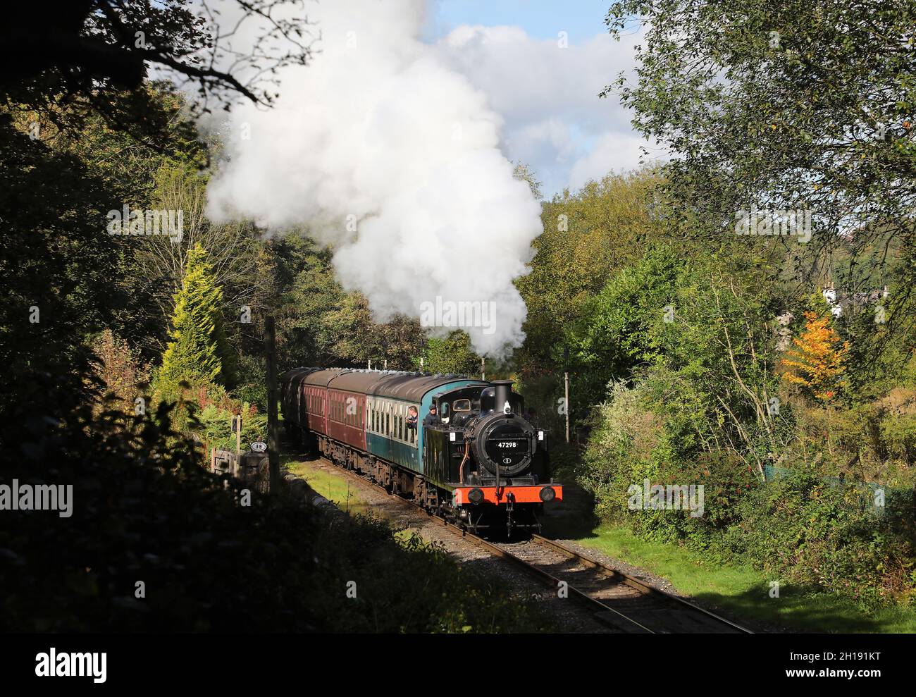 Il 47298 parte da Summerseat durante il gala di East Lancs il 15.10.21. Foto Stock