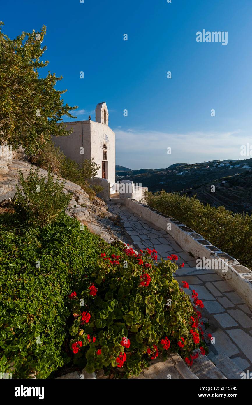 Una cappella in Ano Syros, parte del comune di Ermoupoli, capitale della regione del Sud Egeo. Ano Syros, Ermoupoli, Isole Siros, Isole Cicladi Foto Stock