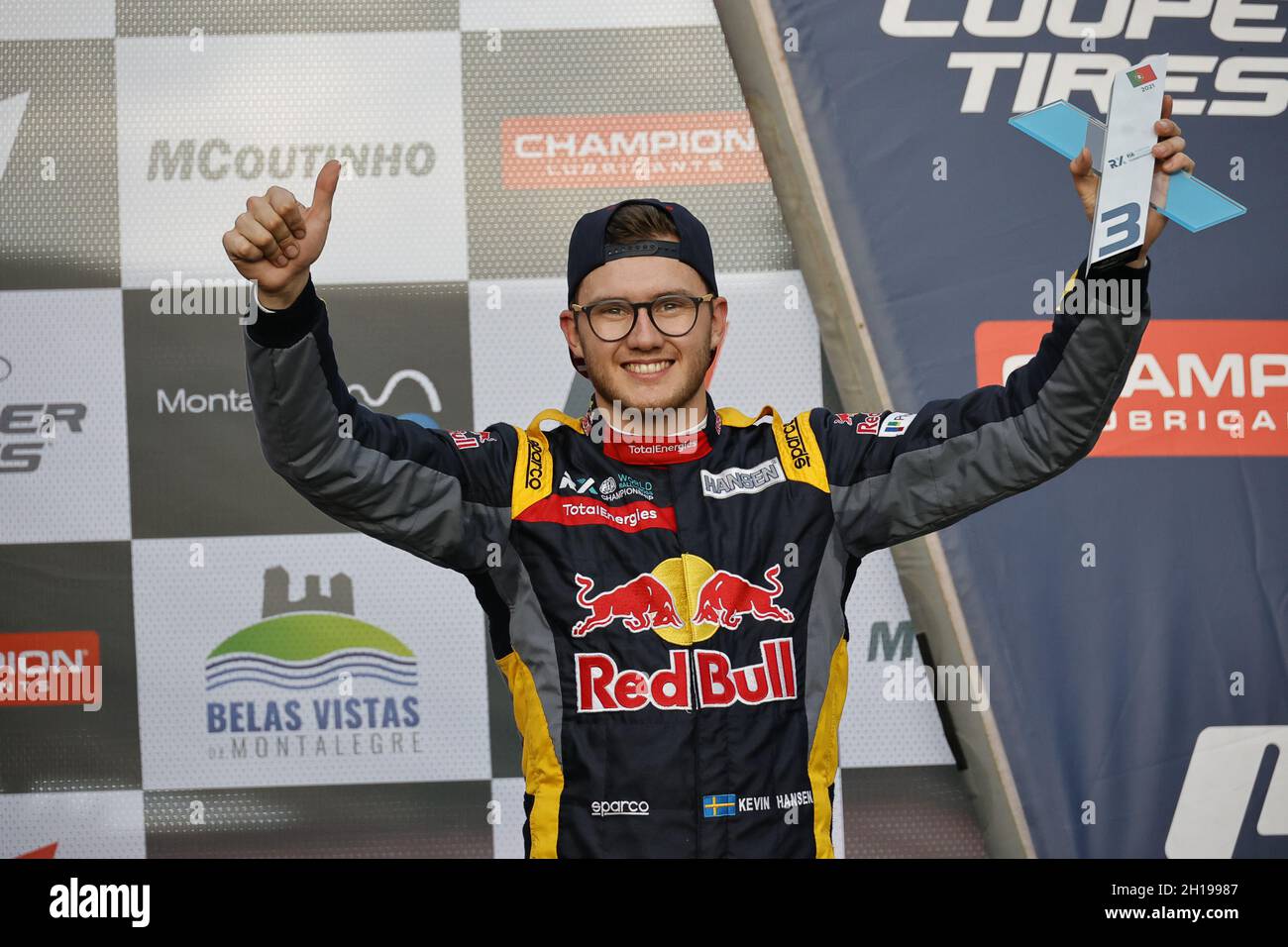 HANSEN Kevin (SWE), team Hansen World RX Team, Peugeot 208, World RX, ritratto, durante il Mondiale RX del Portogallo, 7° round del FIA World Rallycross Championship 2021, FIA WRX, dal 16 e 17 ottobre sulla pista Automovel de Montalegre, a Montalegre, Portogallo - Foto: Paulo Maria/DPPI/LiveMedia Foto Stock