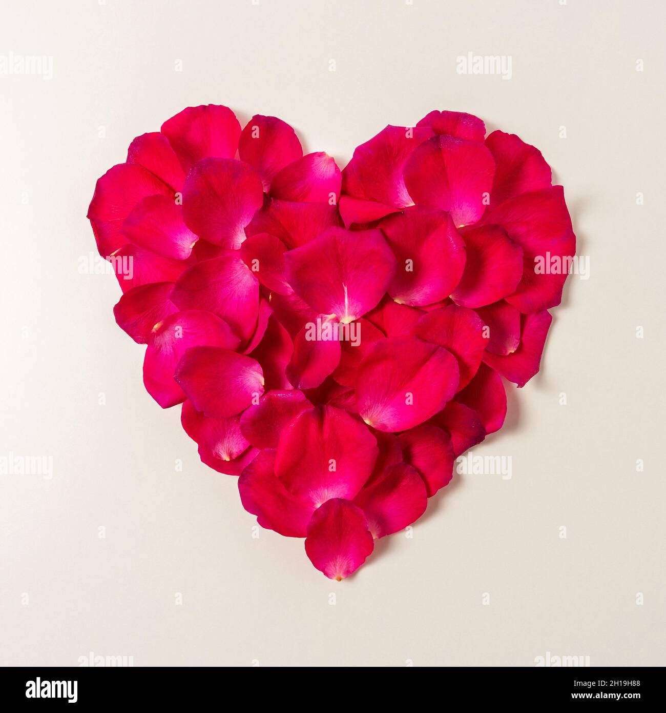 Forma del cuore fatta di petali rossi di rose. Sfondo naturale minimo.  Fiore di primavera concetto Foto stock - Alamy