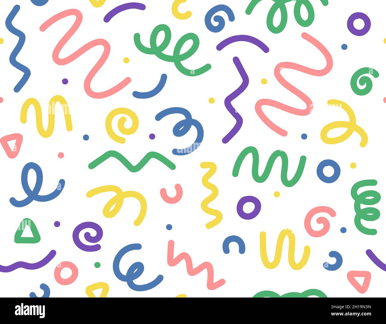 Forme a squadra. Pennellate ondulate e vorticose. Pattern vettoriale senza giunture Illustrazione Vettoriale