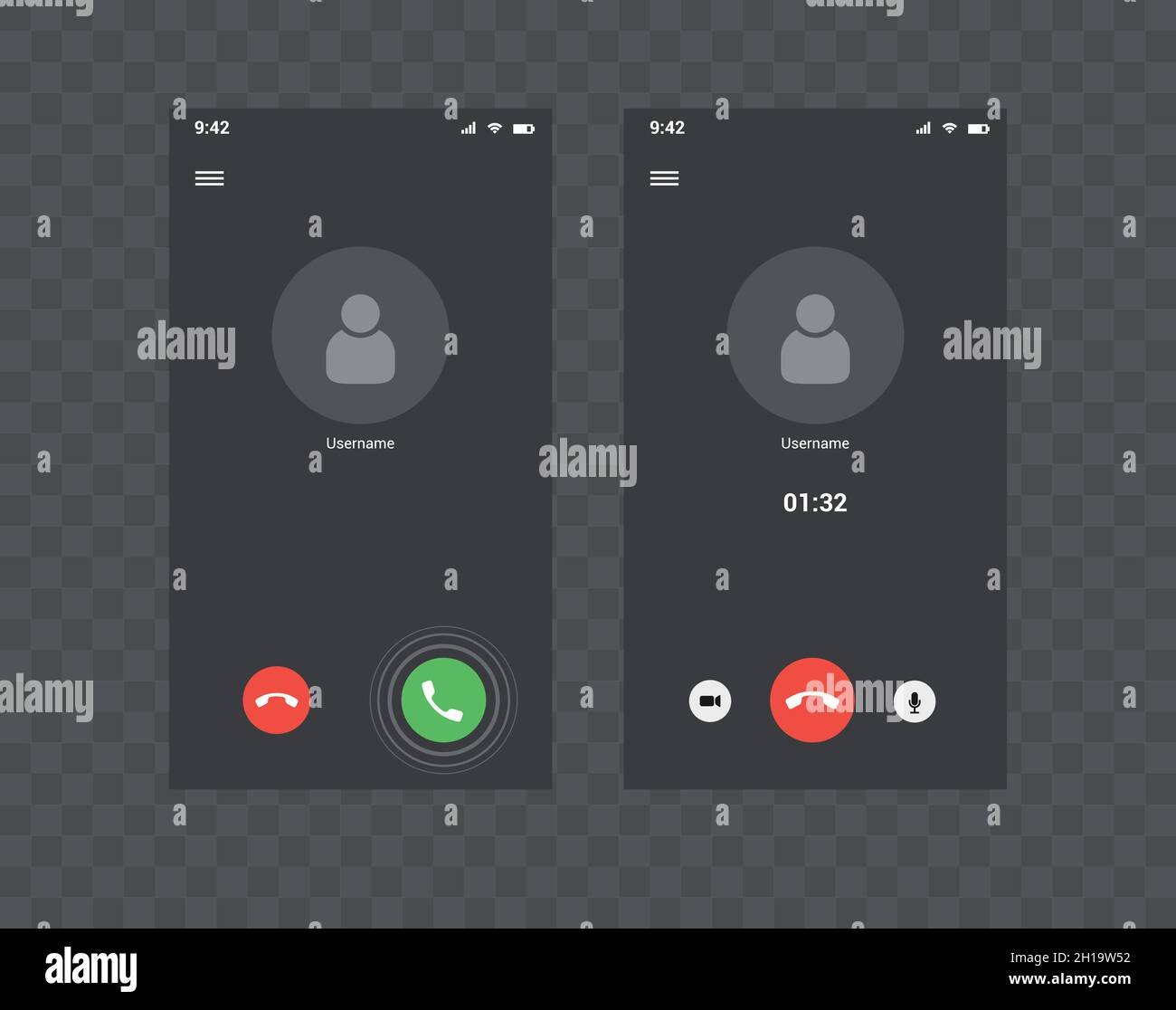Di seguito è riportata l'interfaccia utente della chat video del telefono, la finestra delle chiamate video si sovrappone allo smartphone Illustrazione Vettoriale