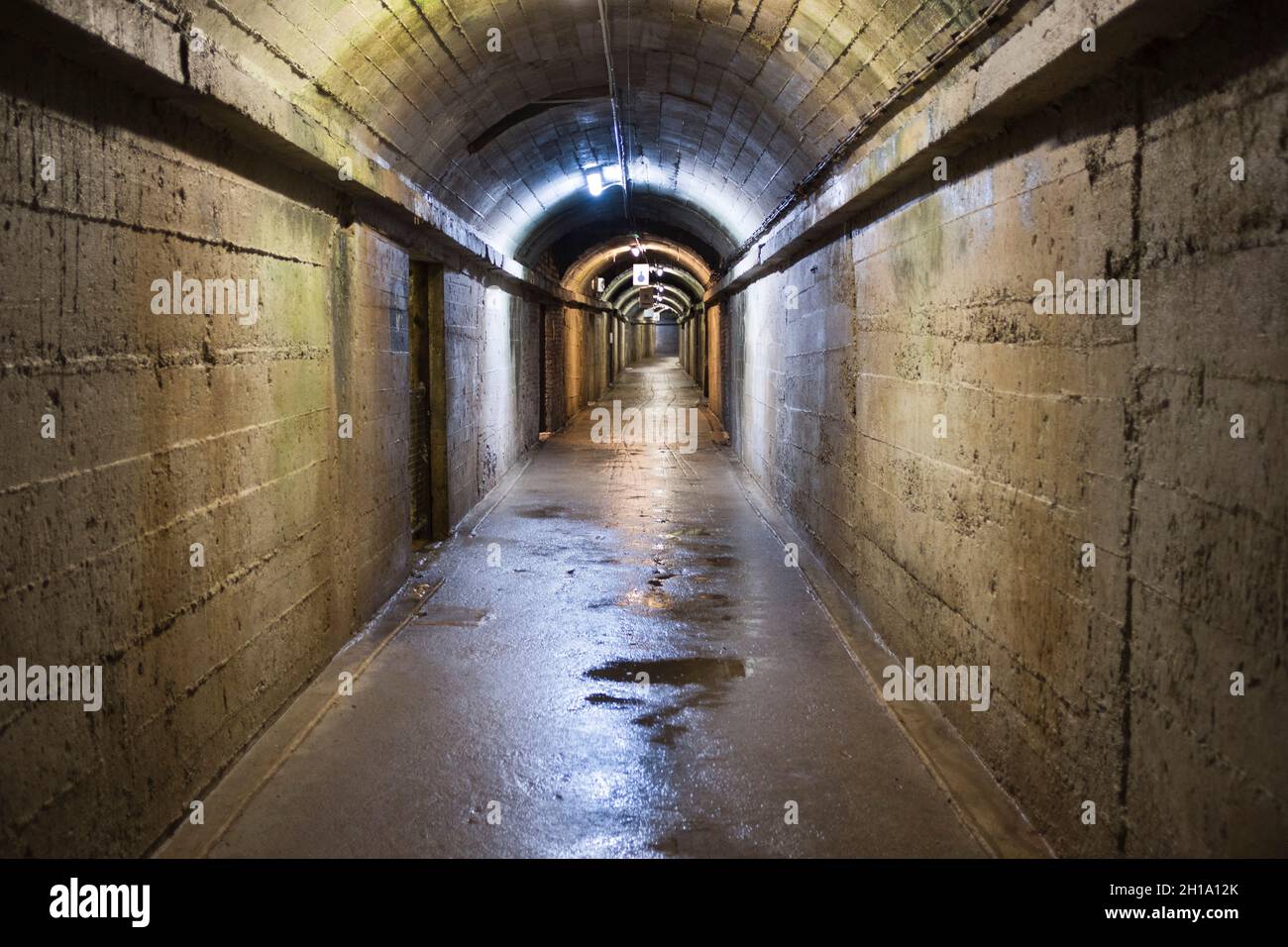 dh nazisti edificio SOTTERRANEO OSPEDALE GUERNSEY tedesco sottosuolo corridoio canale isole occupazione Foto Stock