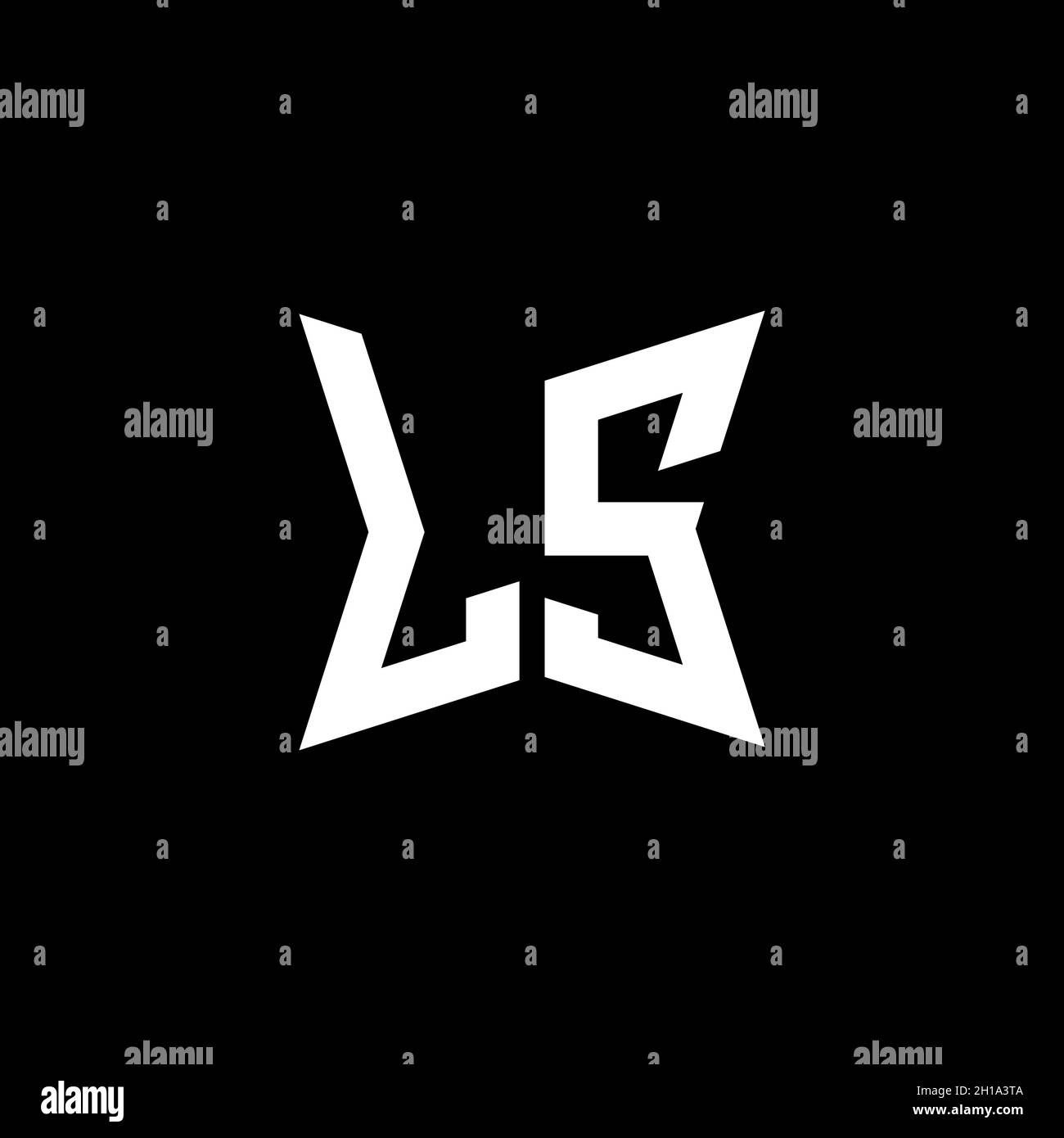 Lettera del logo LS monogramma con disegno di forma geometrica Cakra isolato su sfondo nero, lettera del logo geometrico a stella, lettera del monogramma mandala Illustrazione Vettoriale