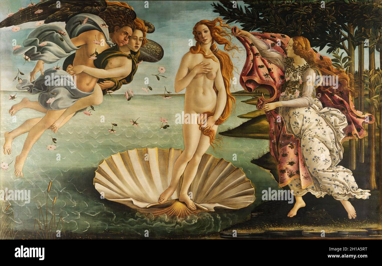 La Nascita di Venere di Sandro Botticelli Foto Stock