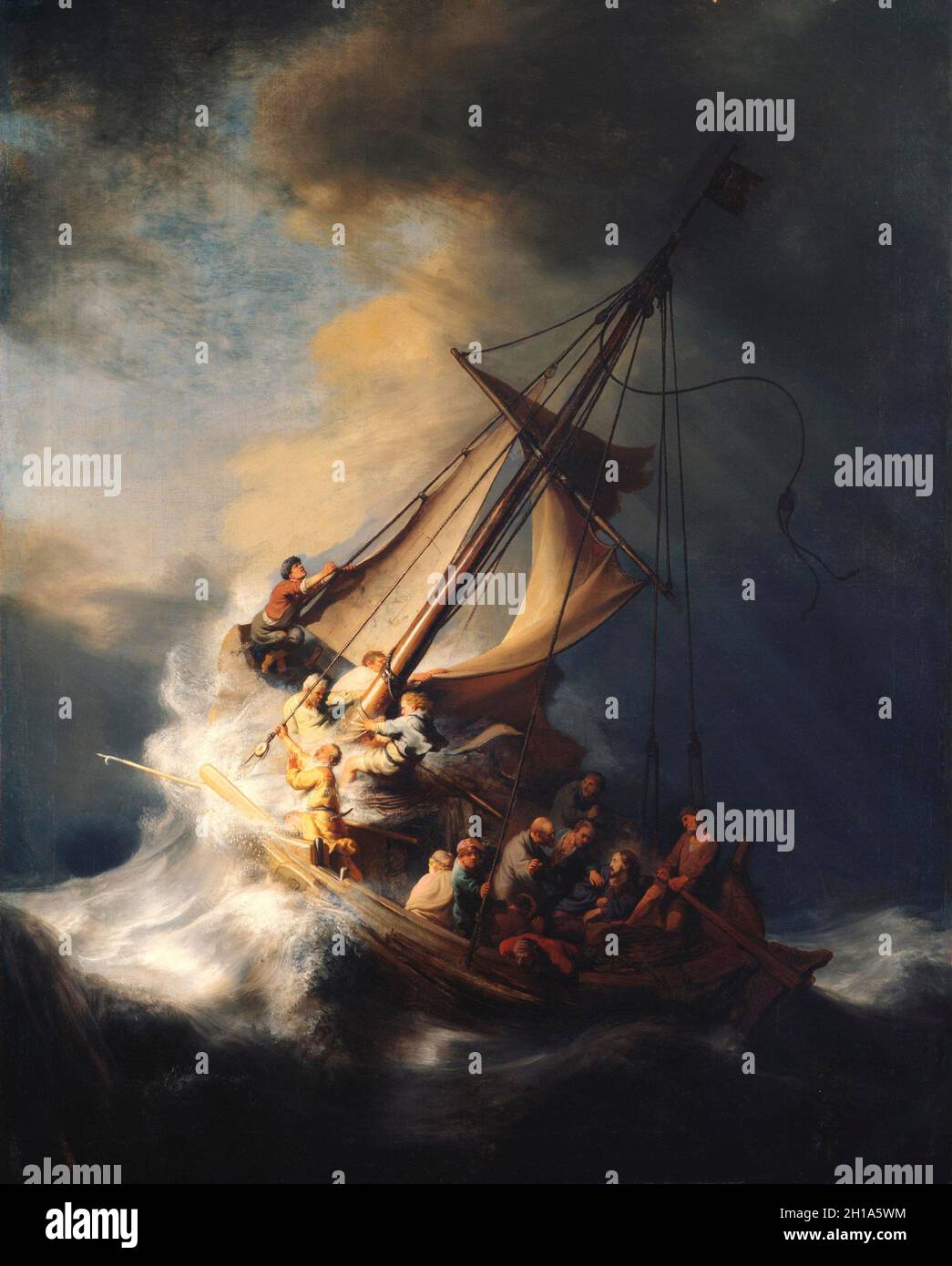 La tempesta sul mare di Galilea di Rembrandt van Rijn Foto Stock