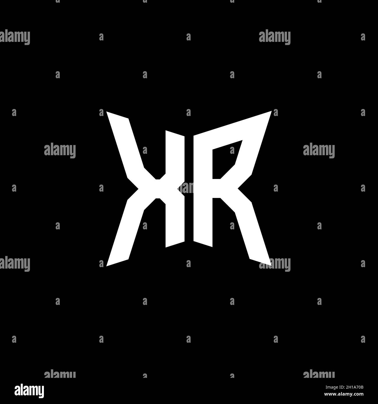 XR lettera di logo monogramma con disegno di forma geometrica Cakra isolato su sfondo nero, lettera di logo geometrico a stella, lettera di monogramma mandala Illustrazione Vettoriale