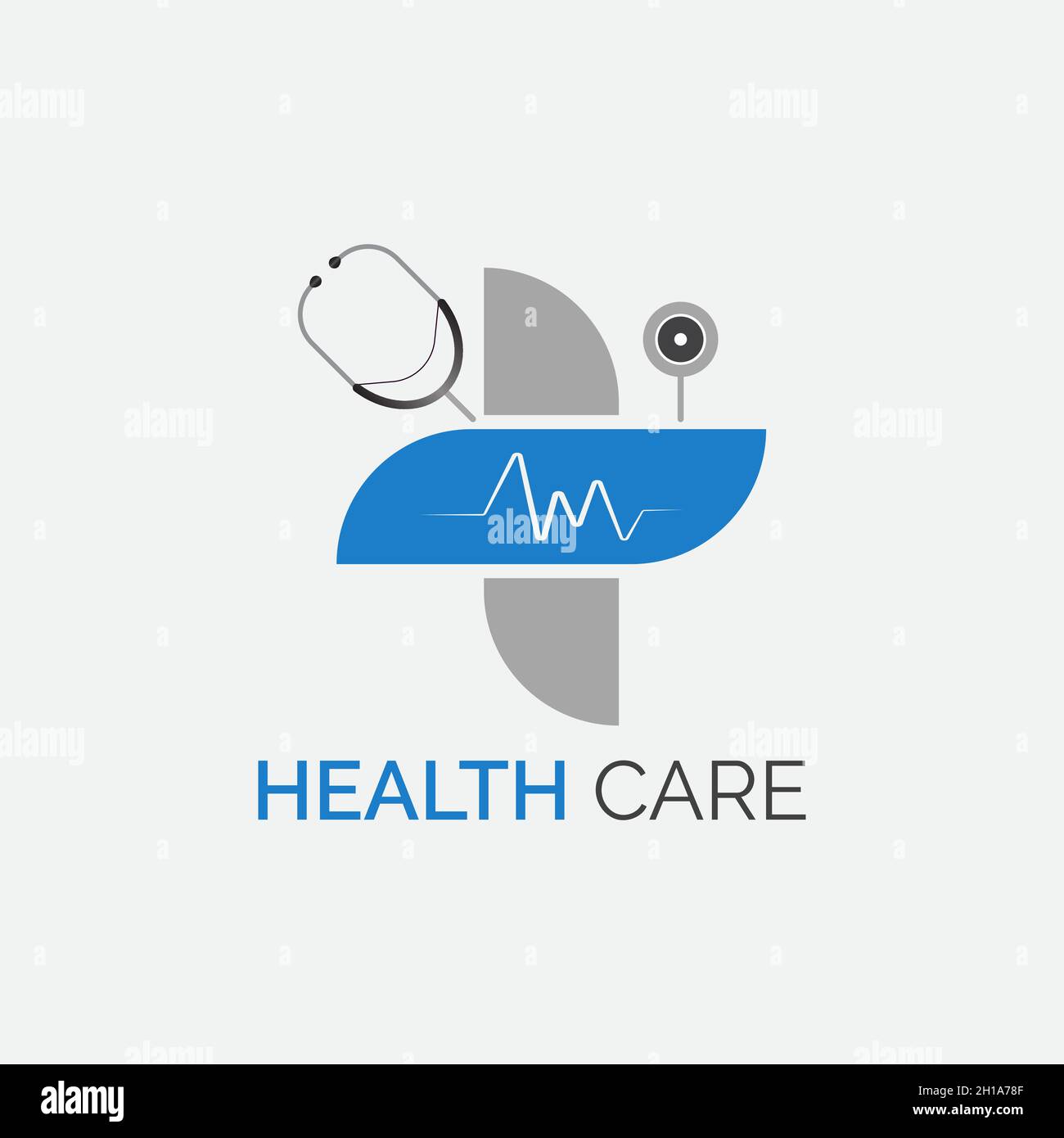 Modello di disegno del logo del vettore sanitario. Logo medico per clinica, ospedale e prodotti farmaceutici. Illustrazione Vettoriale