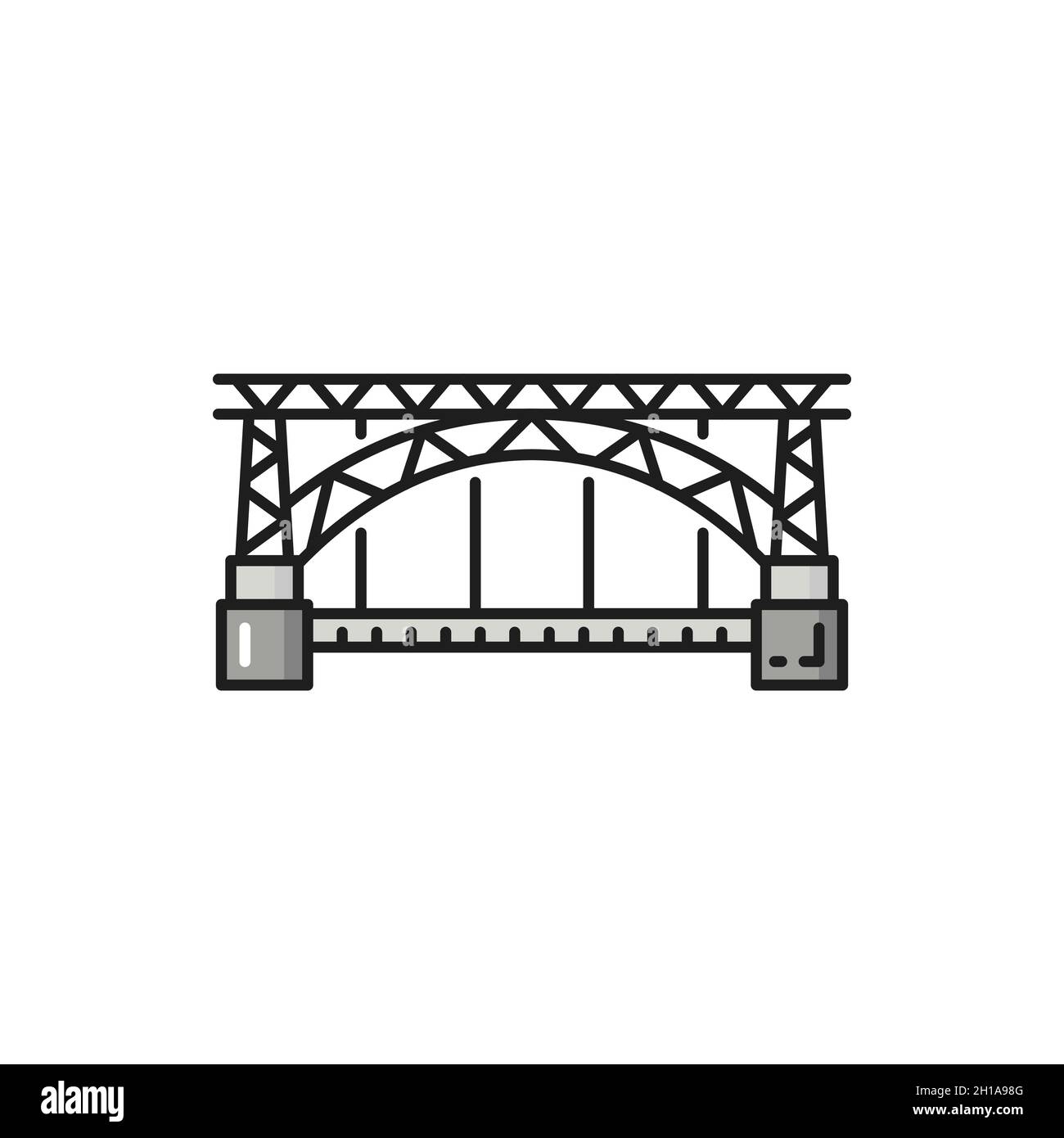 Ponte portoghese Porto isolato storia icona linea piatta punto di riferimento. Vettore Portogallo architettura medievale, segno del patrimonio mondiale. Punto di riferimento, tradizionale hi Illustrazione Vettoriale