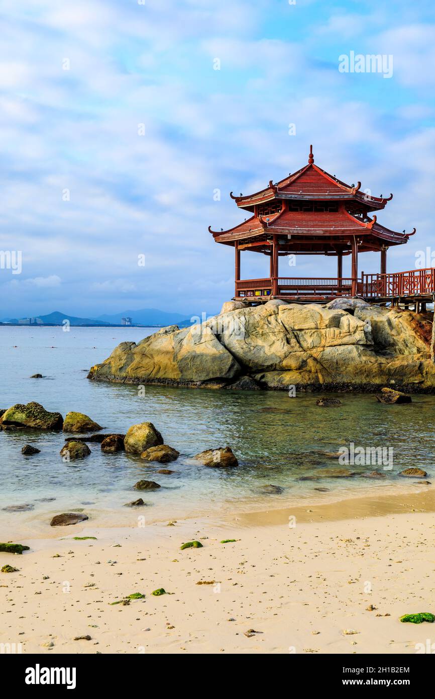 Bellissimo paesaggio di mare a Sanya, Hainan, Cina. Foto Stock