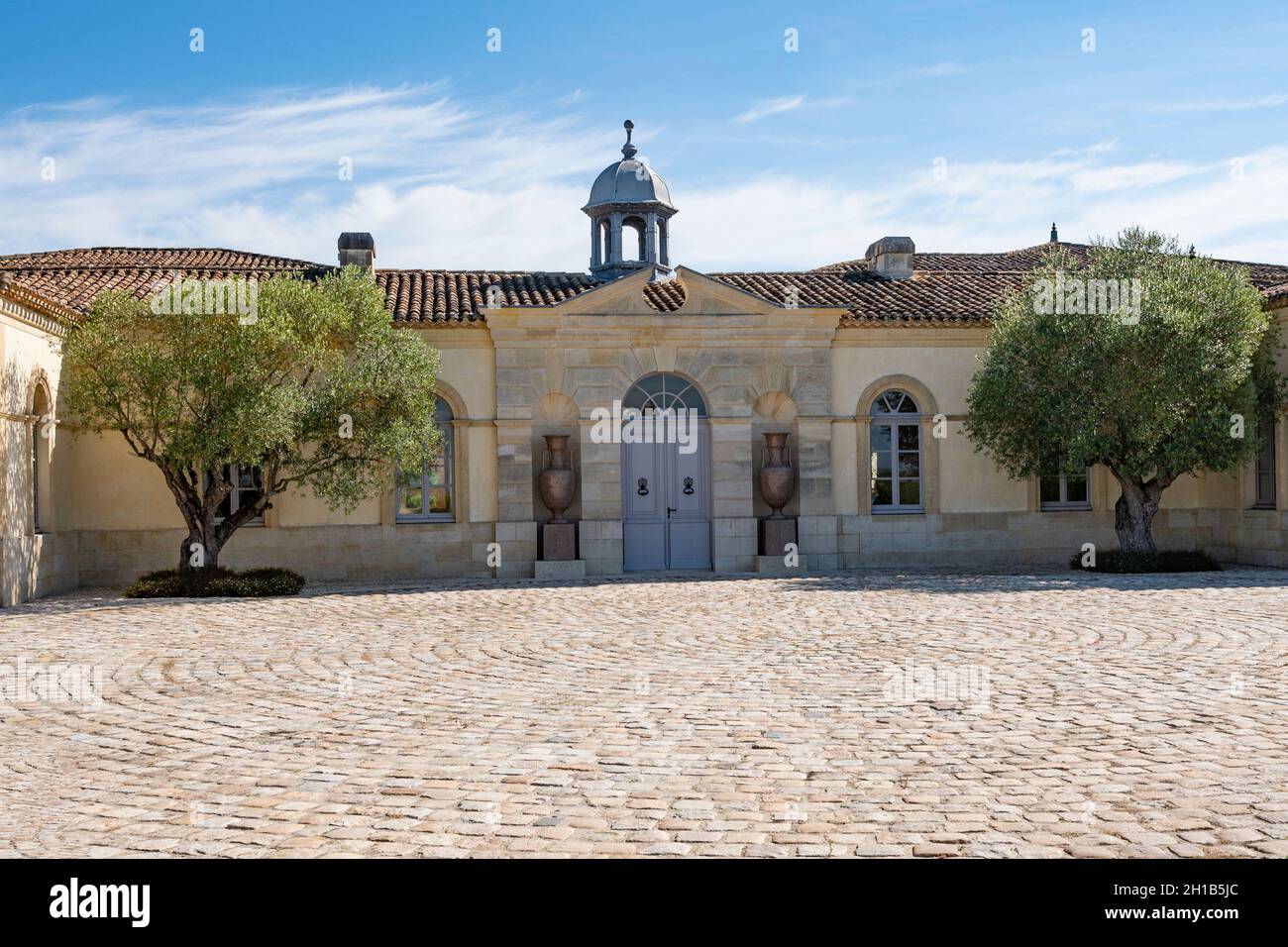 Château Pétrus, una piccola azienda vinicola (11.4 ettari), ma di classe mondiale, nella denominazione Pomerol di Bordeaux, Francia Foto Stock