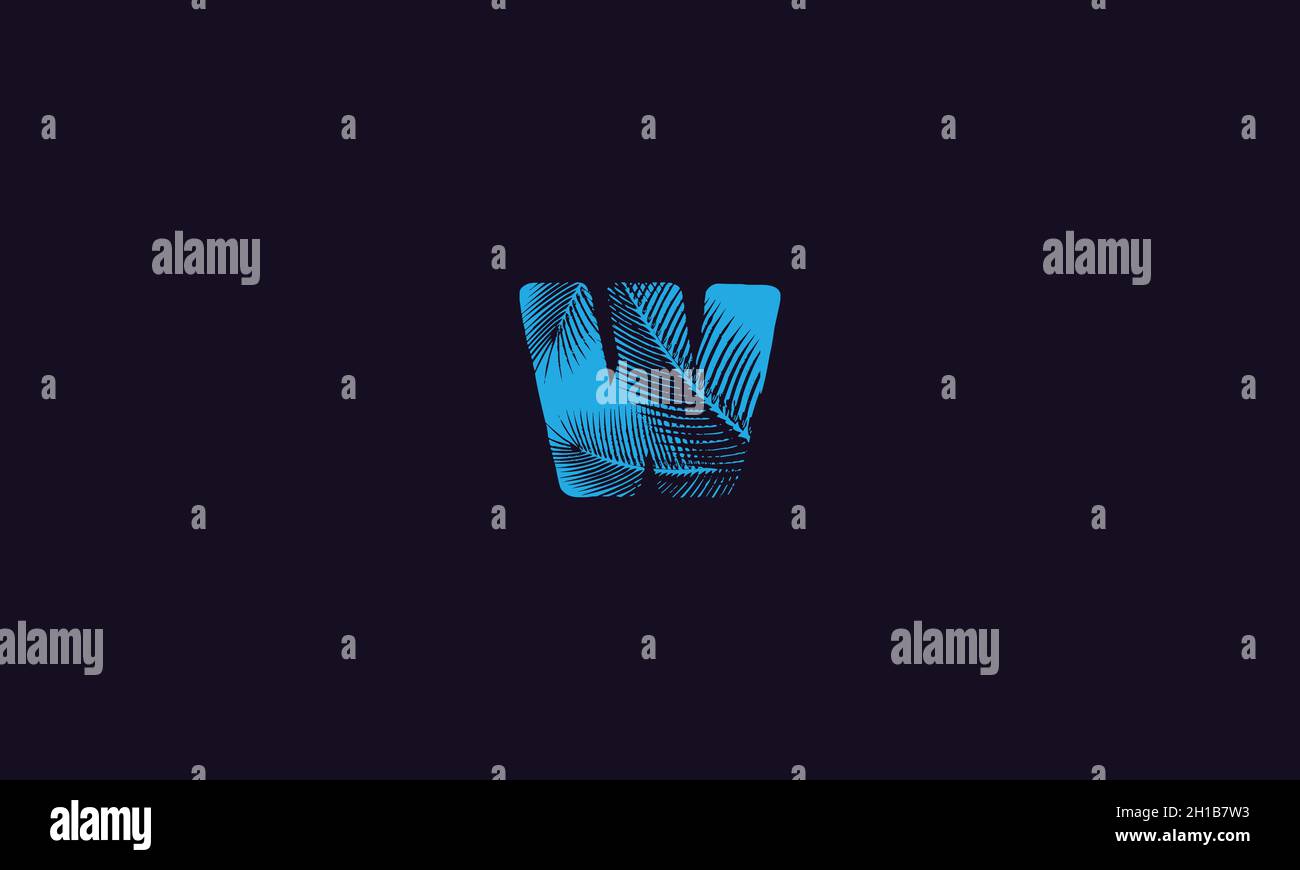 LETTERA W LOGO PALM CON EFFETTO SPAZIO NEGATIVO PER L'USO CON ILLUSTRAZIONI Illustrazione Vettoriale