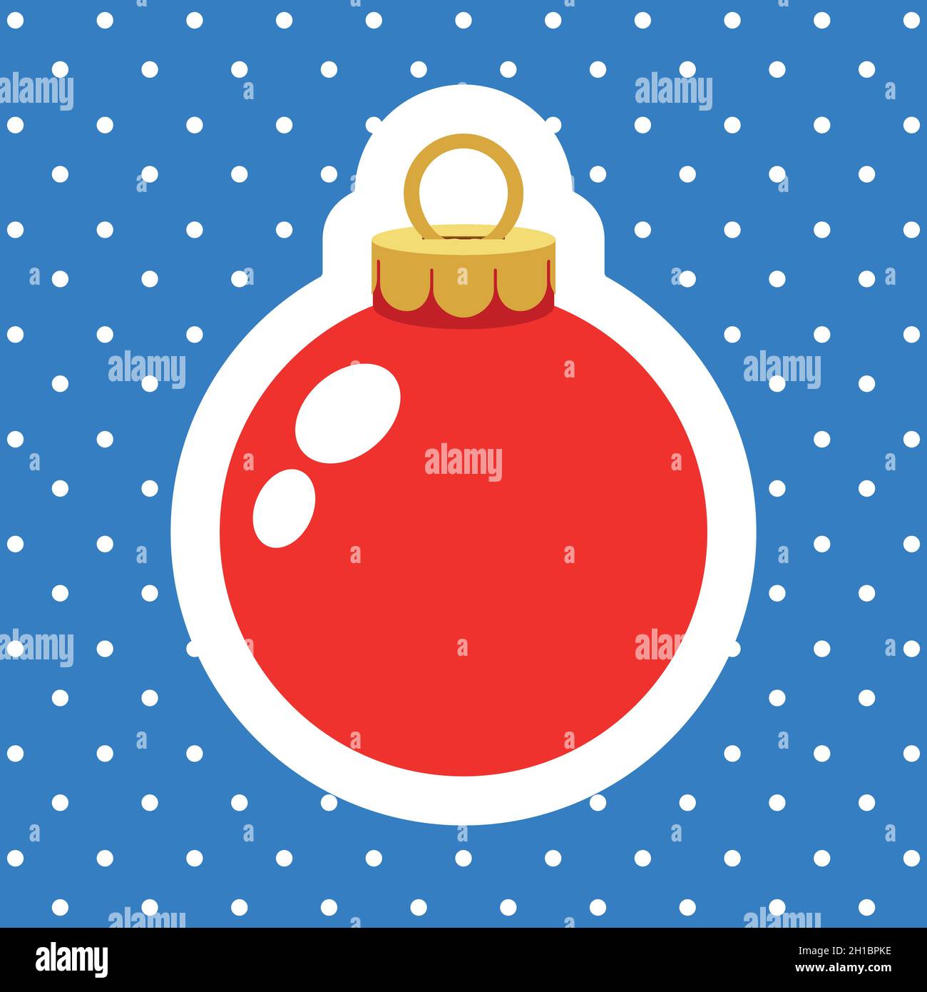 palla rosso ornamento di natale su neve blu Illustrazione Vettoriale