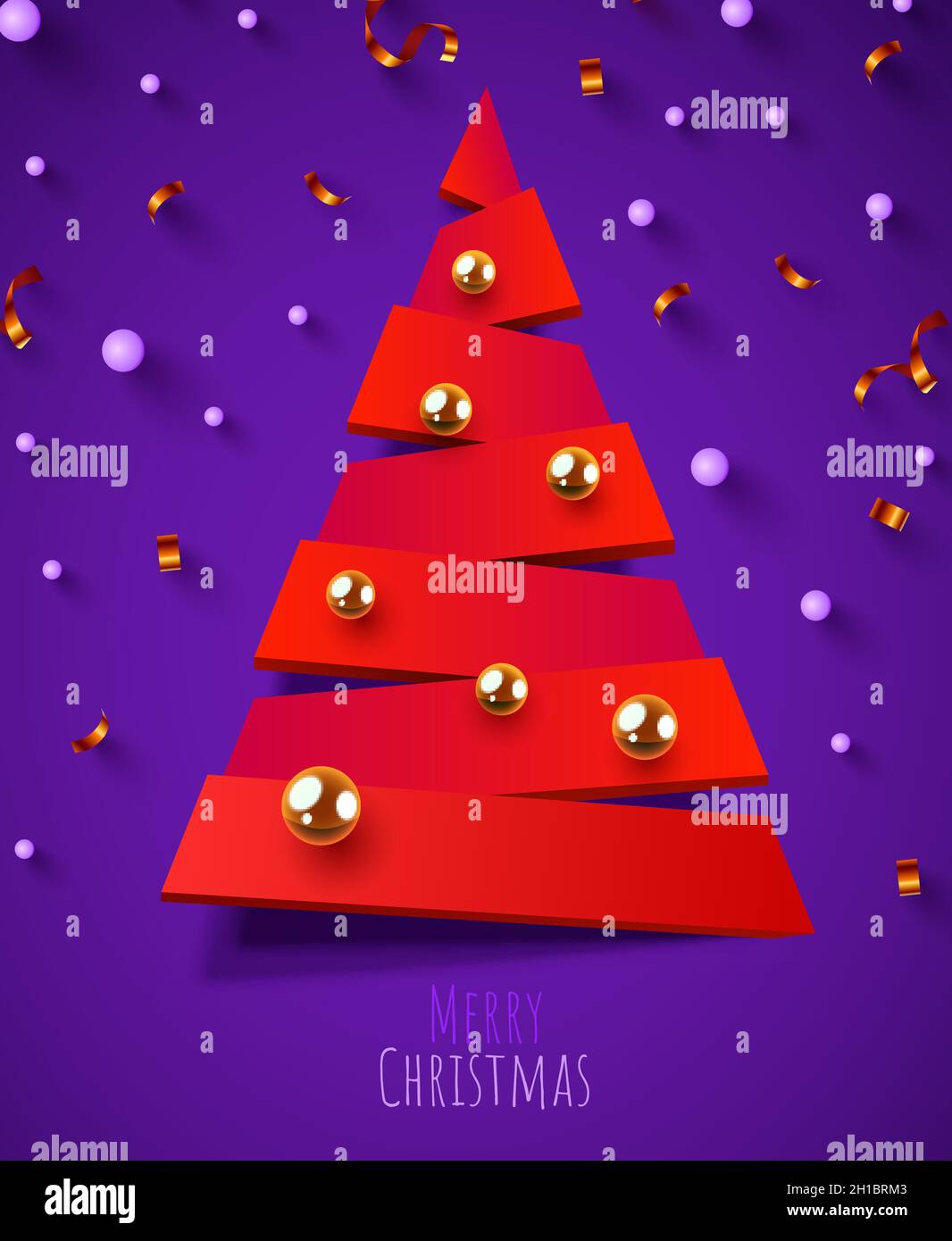 Albero di Natale astratto geometrico. Buon Natale e felice anno nuovo banner. Illustrazione vettoriale Illustrazione Vettoriale