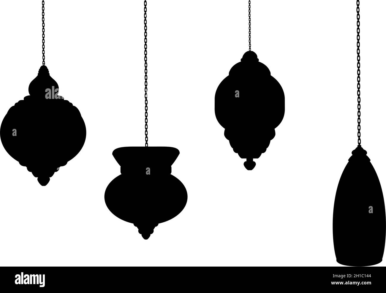 Silhouette di lampade decorative per le vacanze. Illustrazione Vettoriale