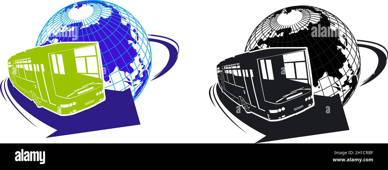 silhouette di autobus turistico cartoon. Formato vettoriale EPS-8 disponibile separato da gruppi e livelli per una facile modifica Illustrazione Vettoriale