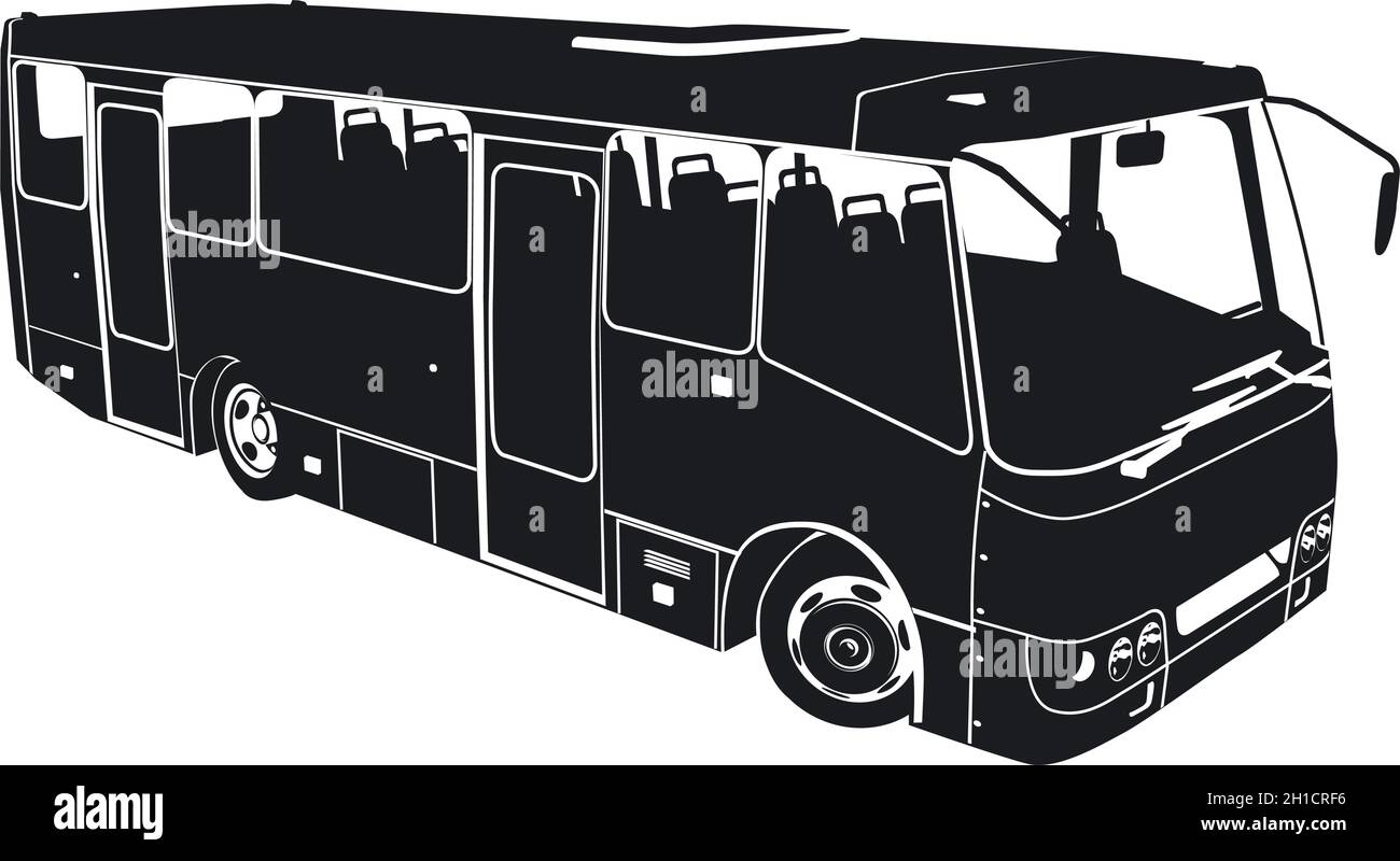 silhouette degli autobus urbani. Formato vettoriale EPS-8 disponibile separato da gruppi e livelli per una facile modifica Illustrazione Vettoriale