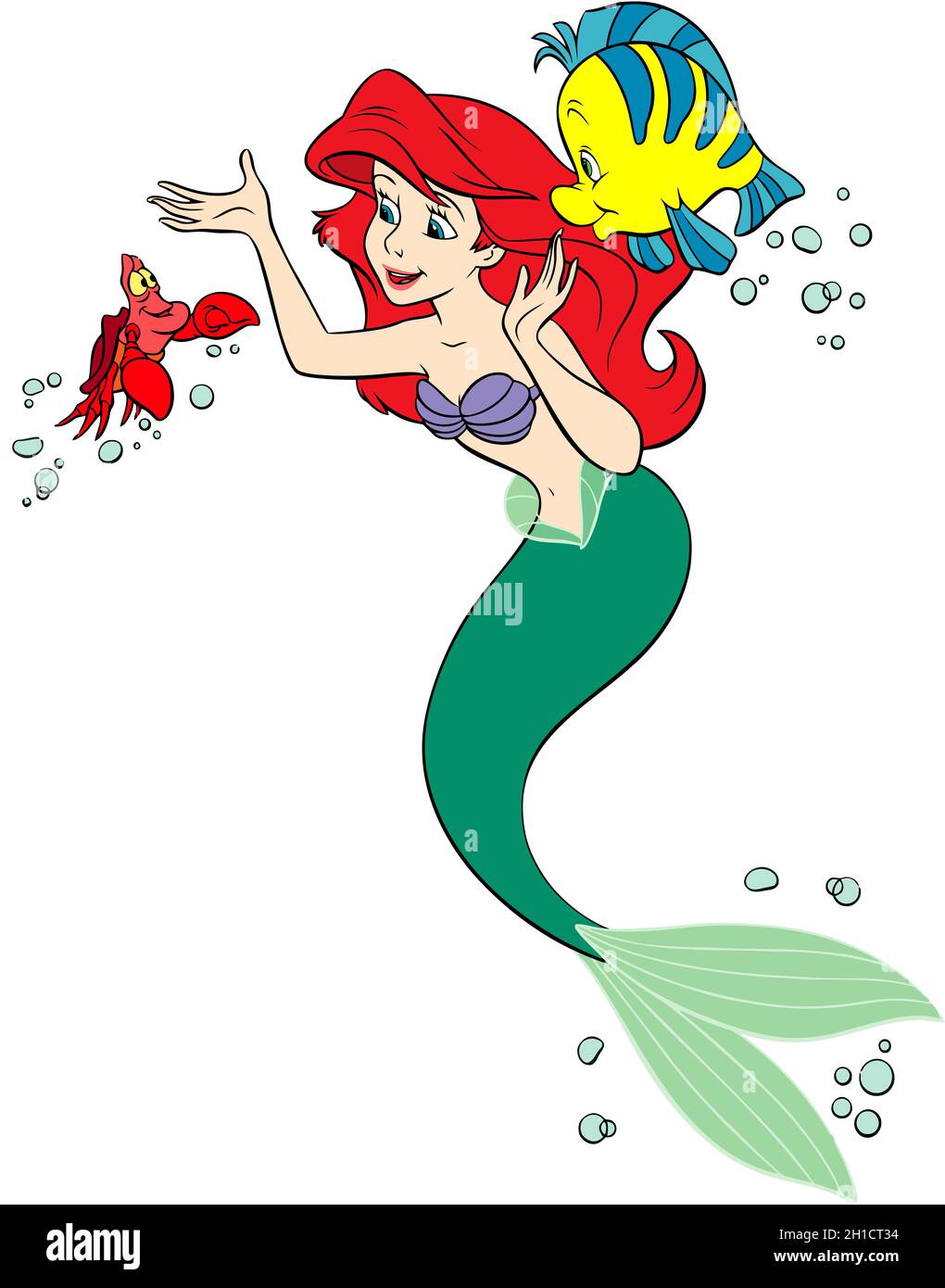 ariel mermaid subacquea botje pesce Sebastian granchio illustrazione Foto  stock - Alamy