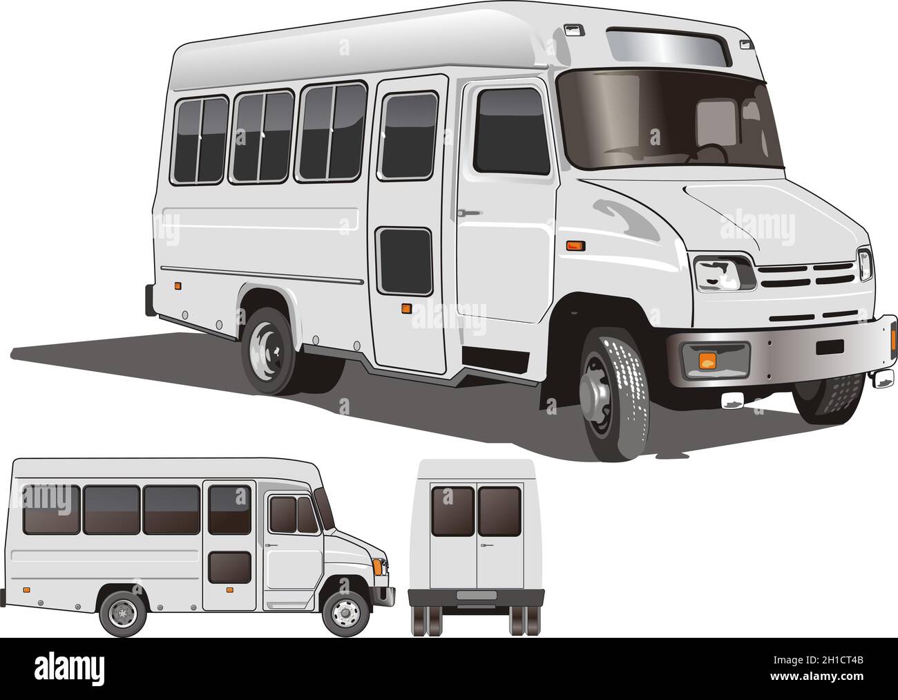 mini-bus passeggeri urbani. Formato vettoriale EPS-8 disponibile separato da gruppi e livelli per una facile modifica Illustrazione Vettoriale