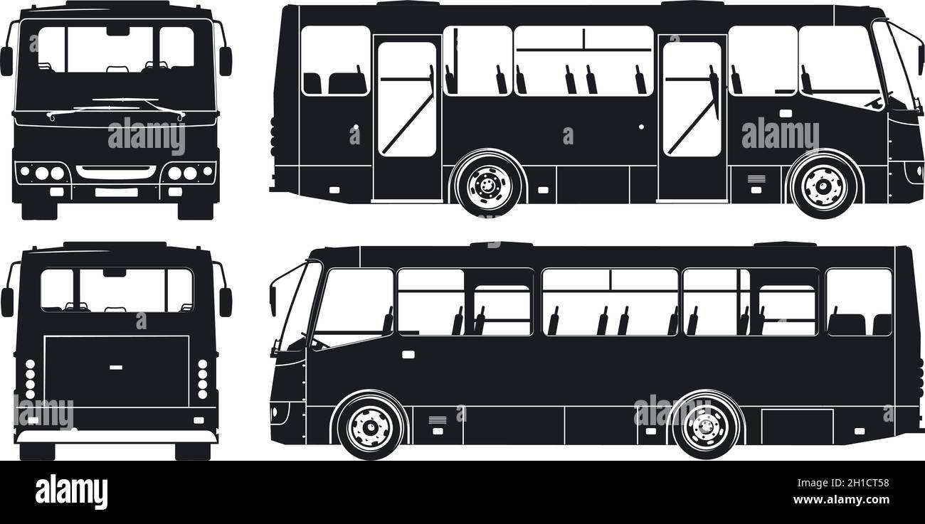 sagome degli autobus urbani. Formato vettoriale EPS-8 disponibile separato da gruppi e livelli per una facile modifica Illustrazione Vettoriale