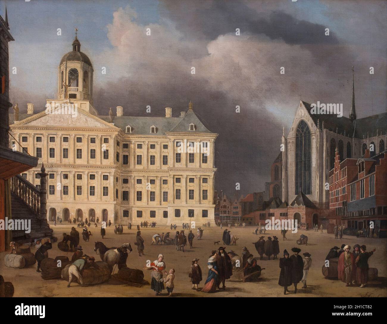 La Diga Di Amsterdam, 1669. Dipinto Da Jan Van Kessel. Galleria Nazionale D'Irlanda Foto Stock