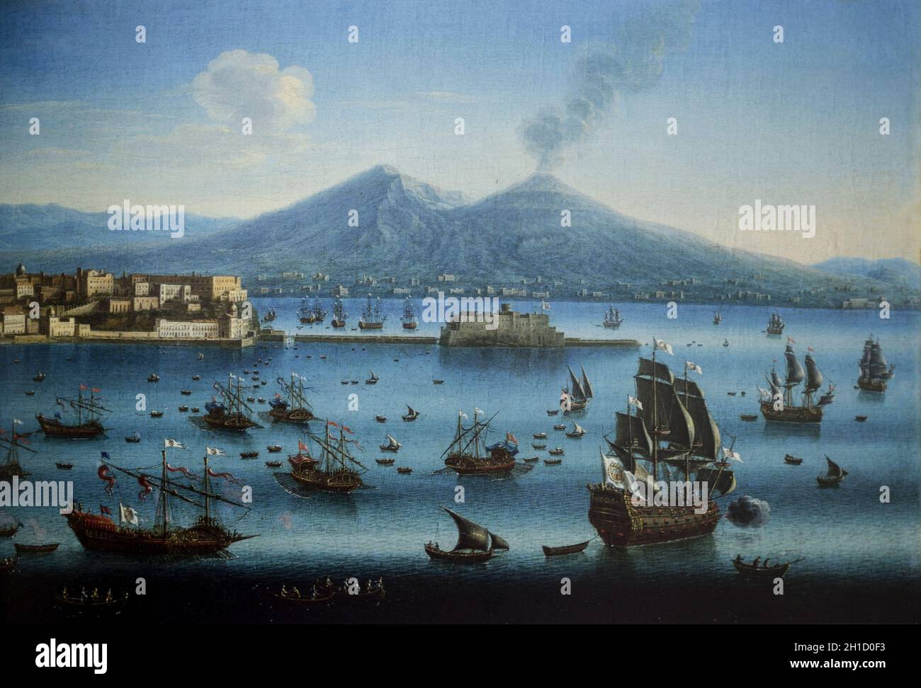 Chiaia Porto panoramica, Napoli, Italia, 18th Secolo, dettaglio. Dipinto Juan Ruiz. Museo del Prado Foto Stock