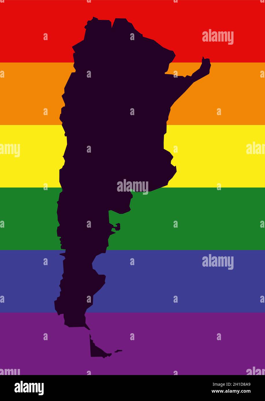 Mappa argentina LGBT con bandiera a colori arcobaleno Foto Stock