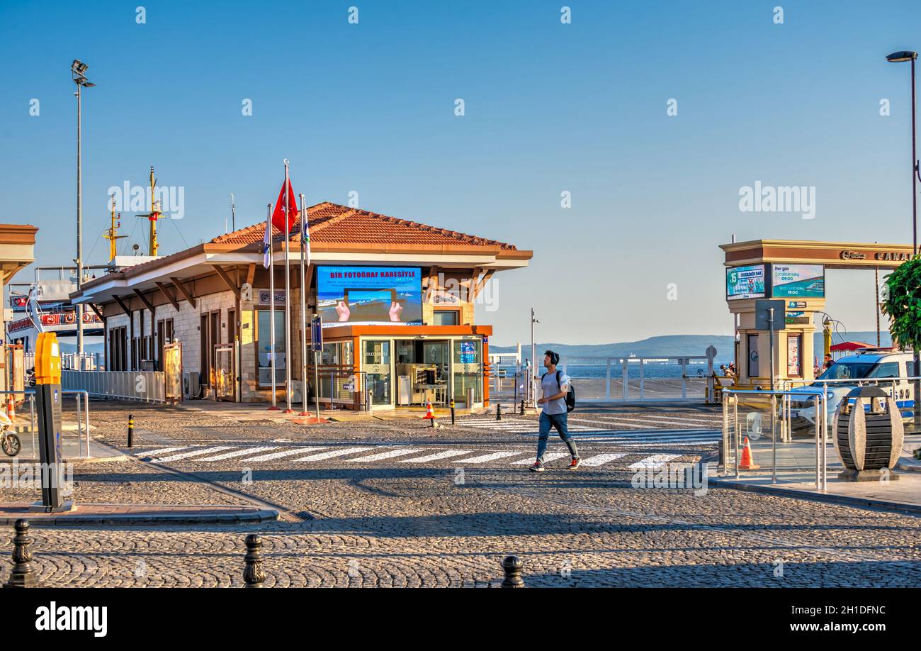 Canakkale, Turchia – 07.23.2019. Terrapieno della città di Canakkale in Turchia in una soleggiata mattina estiva Foto Stock