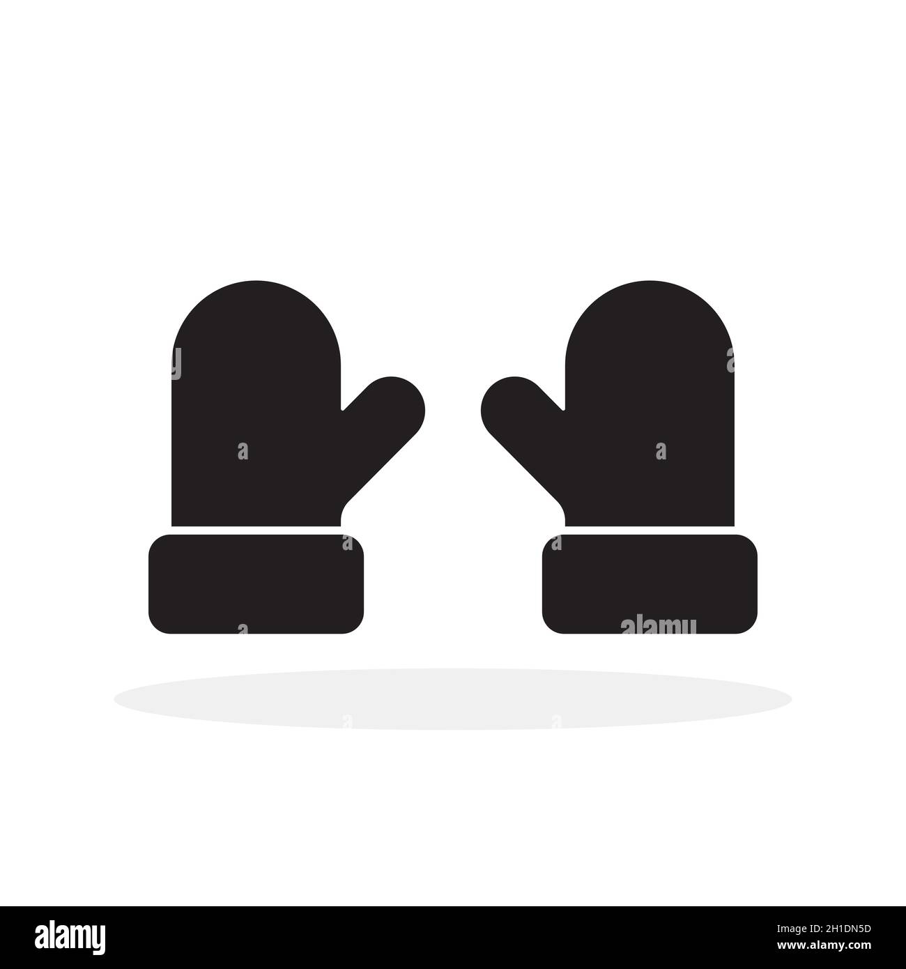 Icona Mitten. Set di icone di tagli ad angolo in design piatto. Illustrazione vettoriale. Icone nere dei mittens invernali Illustrazione Vettoriale