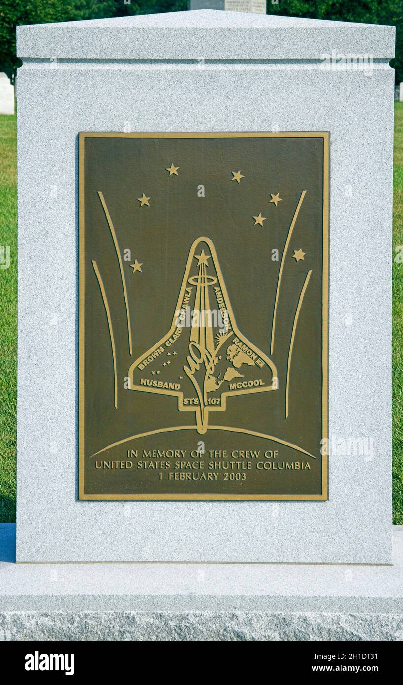 navetta spaziale columbia memorial presso il cimitero nazionale di arlington in arlington virginia Foto Stock