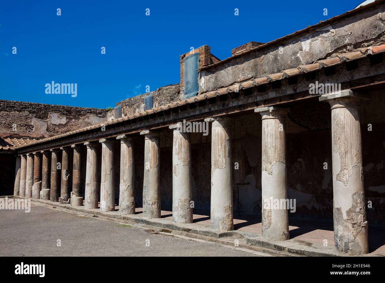 Palaestra a Stabian bagni in antiche città di Pompei Foto Stock