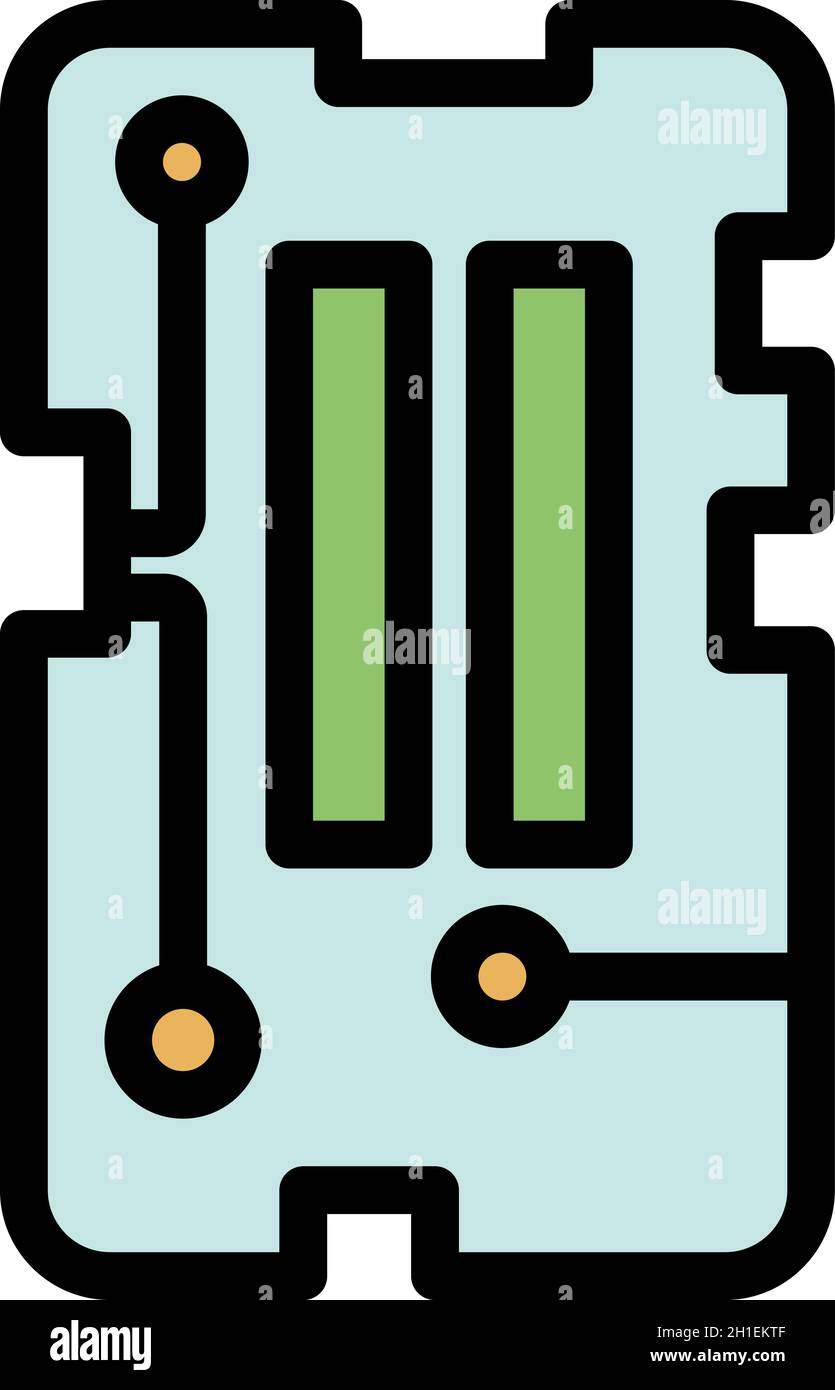 Icona della parte del telefono cellulare. Contorno cellulare parte vettore icona colore piatto isolato Illustrazione Vettoriale