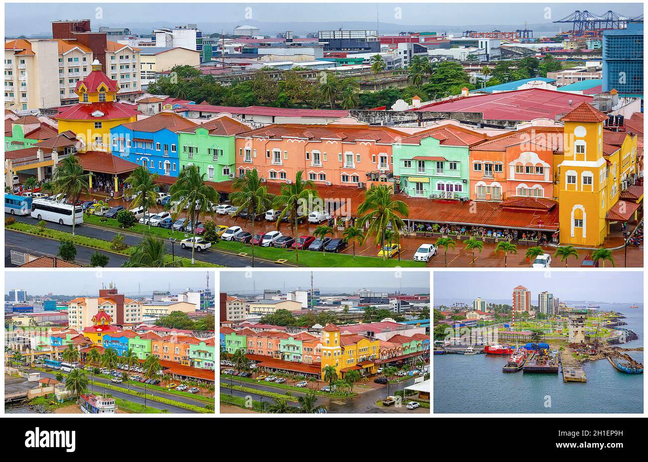 Colon è un porto marittimo sulla costa del Mar dei Caraibi di Panama. La città si trova vicino all'ingresso del Mar dei Caraibi al canale di Panama. Foto Stock