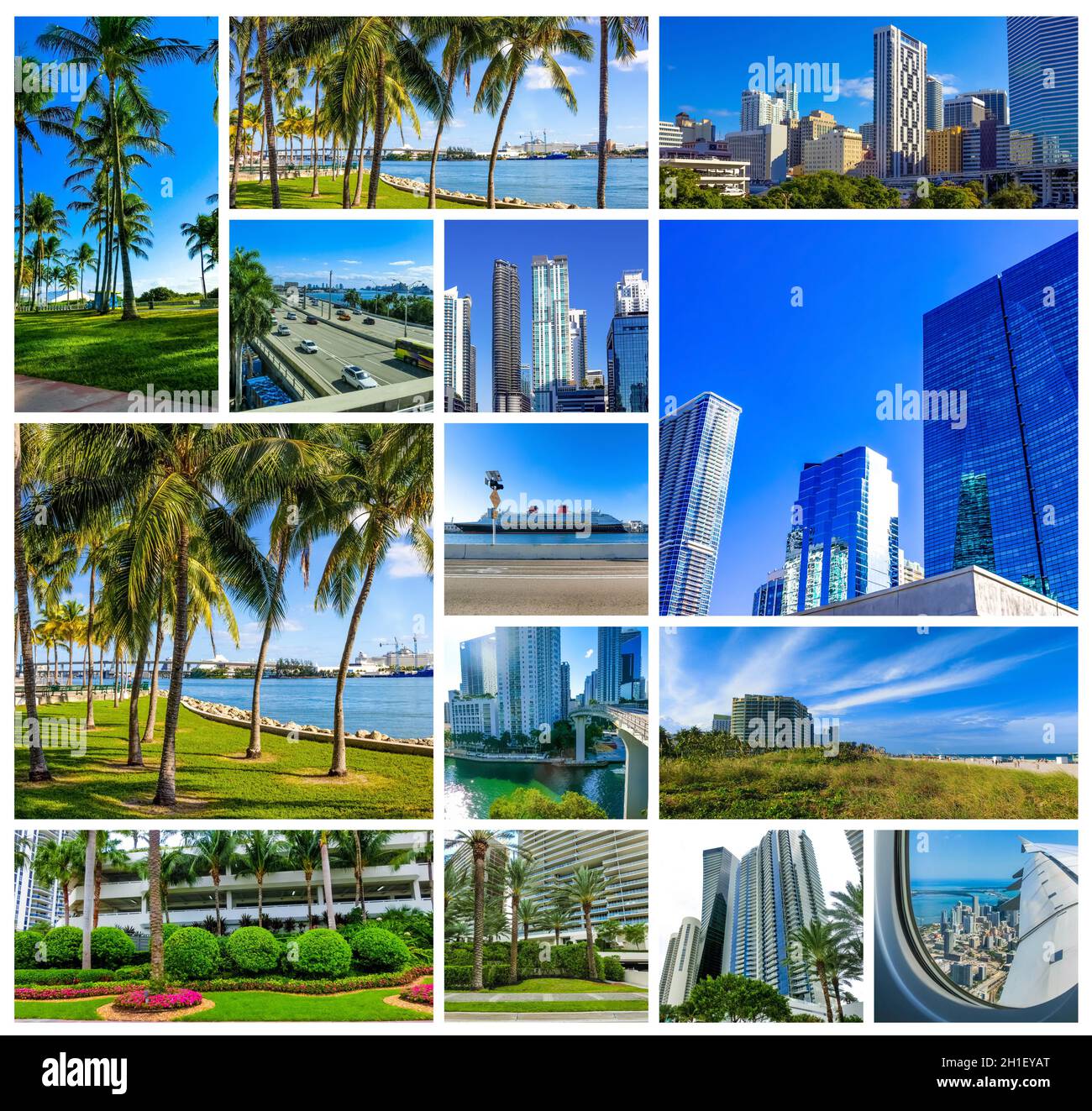 Collage su Miami, Florida, Stati Uniti d'America. E' un luogo di viaggio famoso in tutto il mondo. Foto Stock