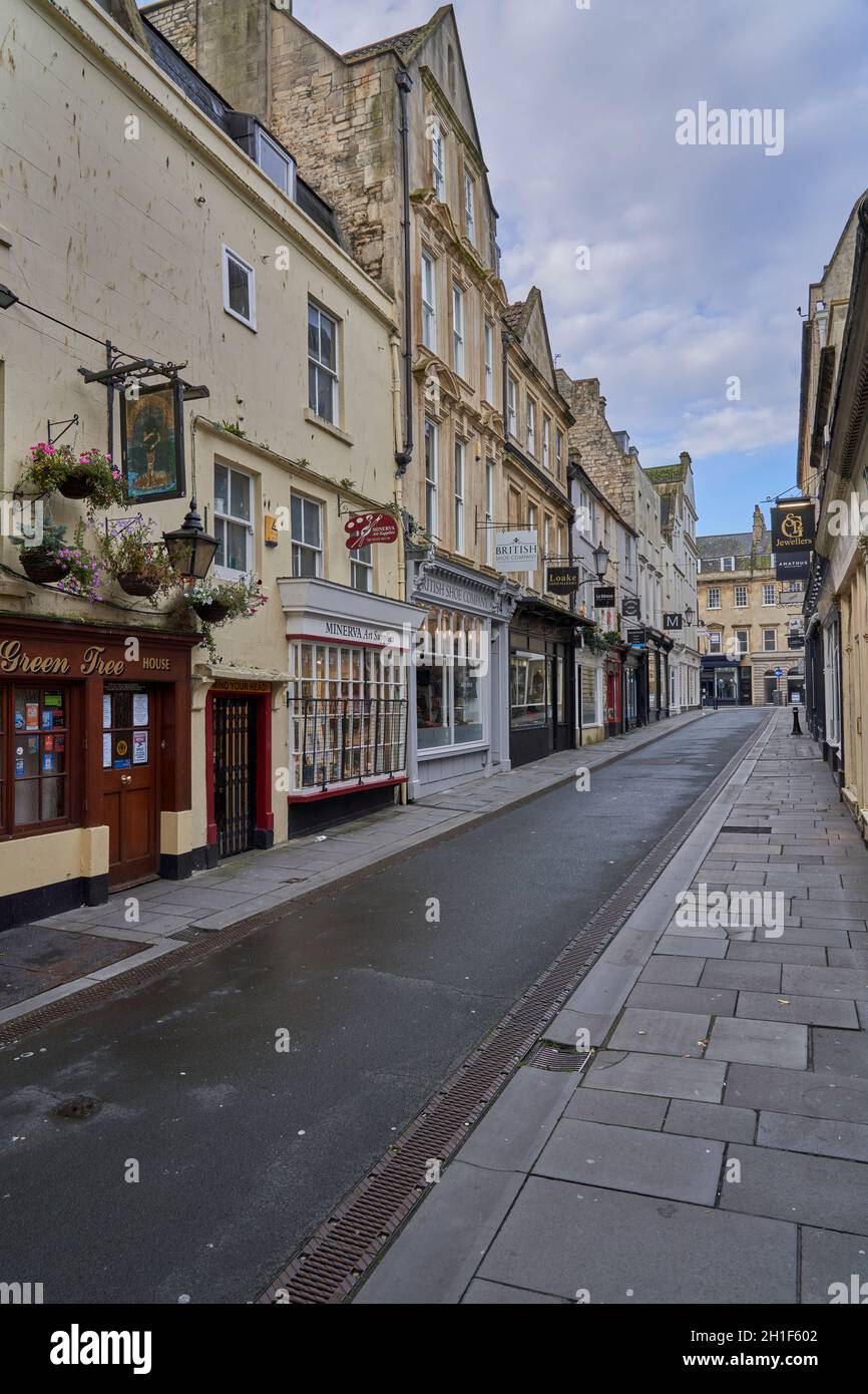 Storica Green Street nel cuore della città di Bath, patrimonio dell'umanità dell'UNESCO, in Inghilterra, Regno Unito Foto Stock