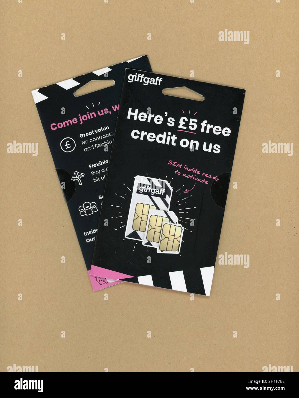 LONDRA, UK - CIRCA MAGGIO 2020: Scheda sim per telefono cellulare GiffGaff Foto Stock