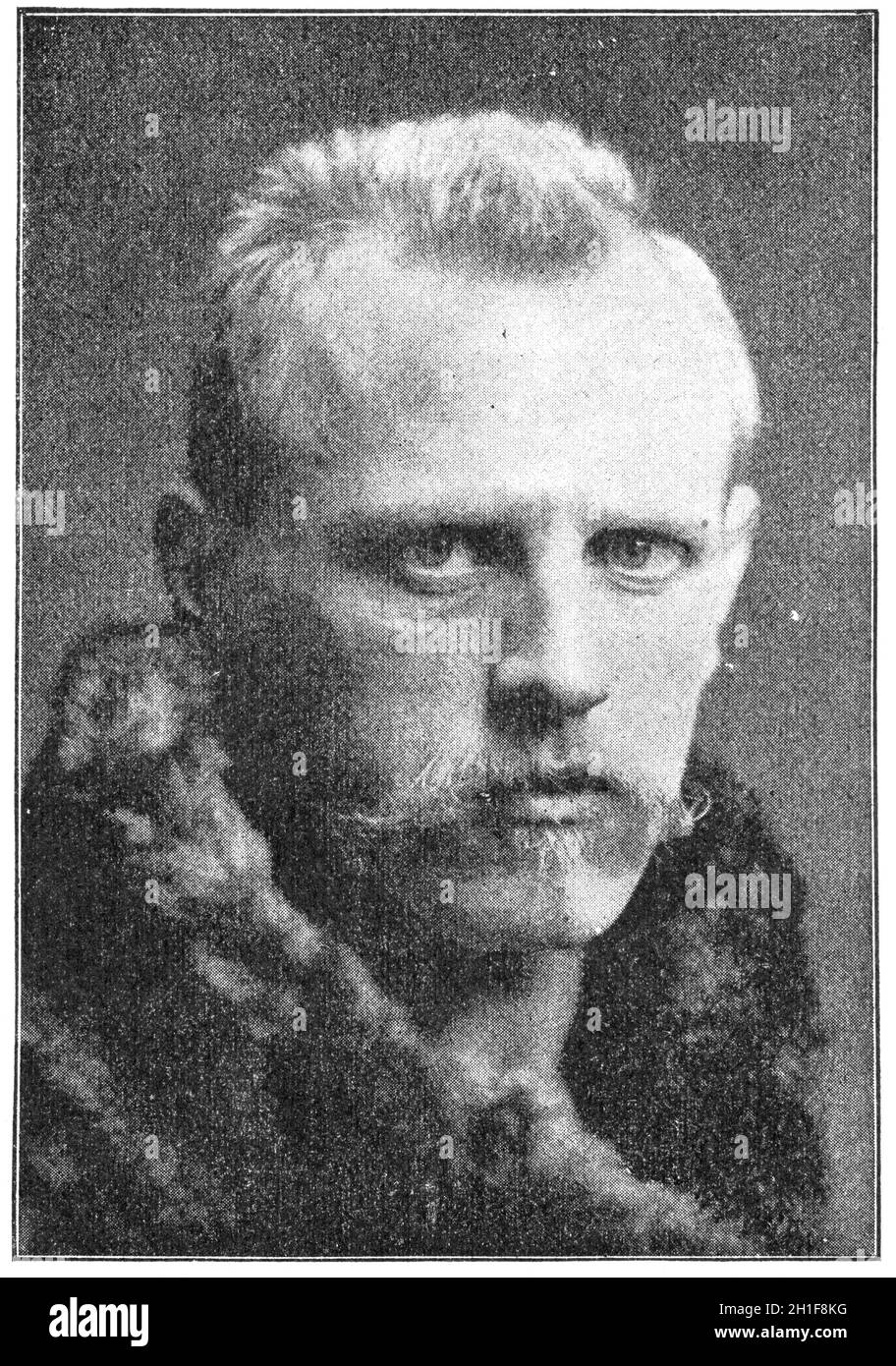 Ritratto di Fridtjof Nansen - un esploratore norvegese, scienziato, diplomatico, premio umanitario e Nobel per la pace. Illustrazione del 19 ° secolo Foto Stock