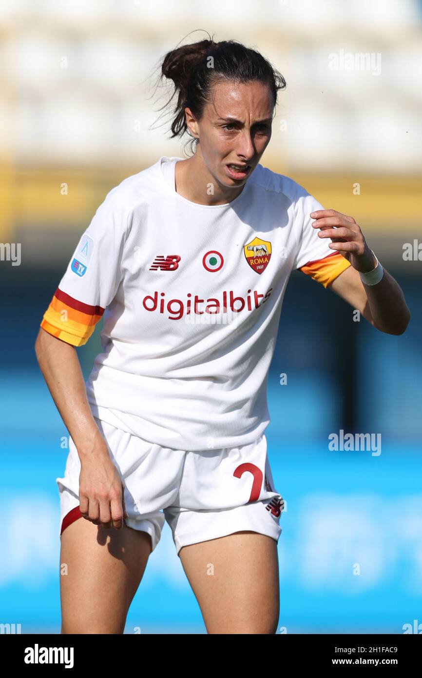 Sesto San Giovanni, Milano, Italia. 16 ottobre 2021. Paloma Lazaro di AS Roma reagisce durante la Serie A Femminile allo Stadio Ernesto Breda, San Giovanni. Il credito dovrebbe essere: Jonathan Moscarop/Sportimage Credit: Sportimage/Alamy Live News Foto Stock