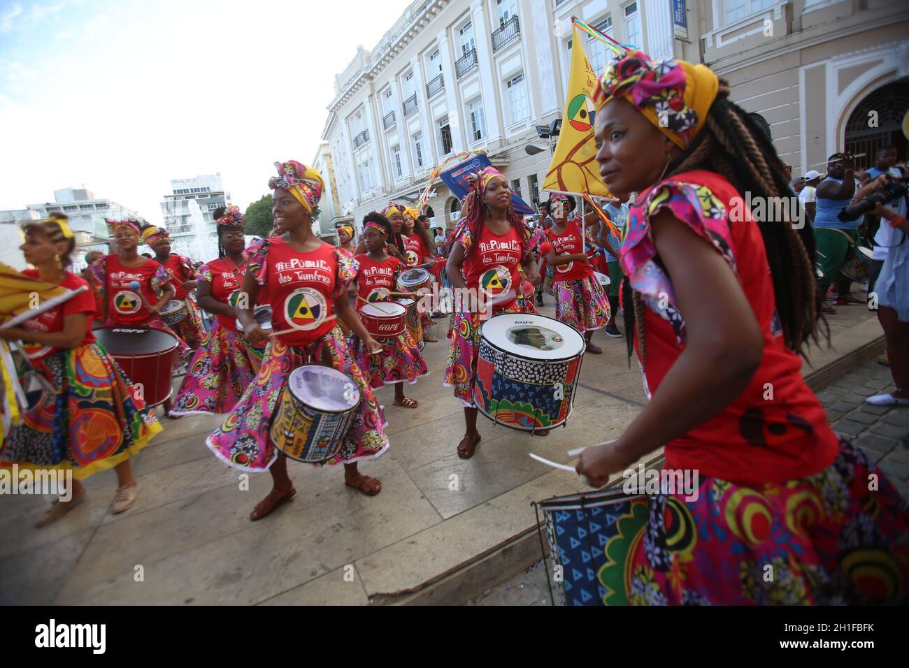 salvador, bahia / brasile - 5 febbraio, i membri della Dida Band sono visti durante una presentazione a Pelourinho, Centro storico della città di Salvador. *** lo Foto Stock