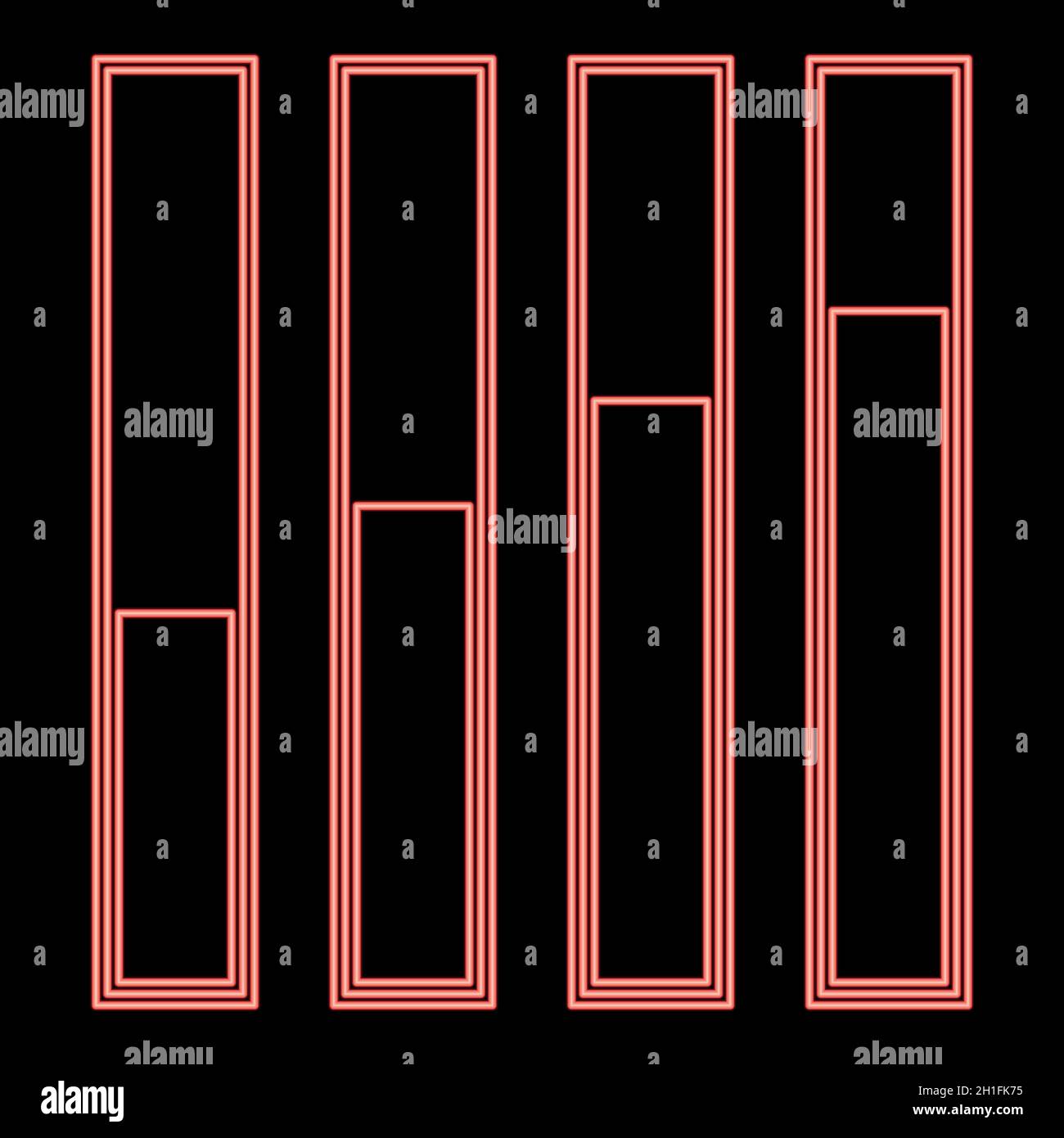 Diagramma al neon rosso di crescita immagine vettoriale di stile piatto Illustrazione Vettoriale