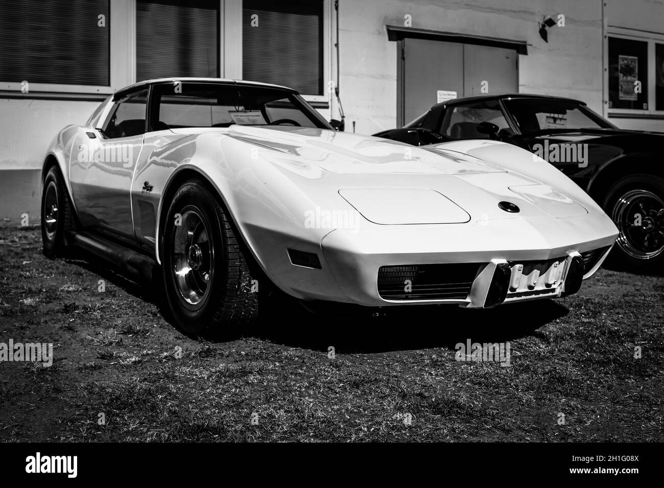 Berlino - 05 Maggio 2018: Sport Auto Chevrolet Corvette C3). In bianco e nero. Foto Stock
