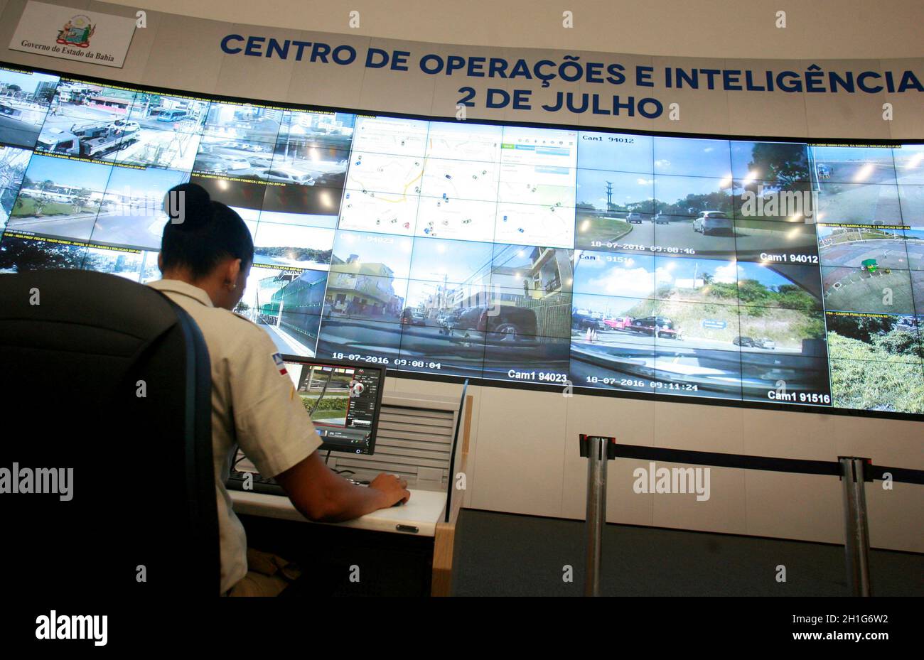 salvador, bahia - brasile - 18 luglio 2016: Panoramica del Centro operativo e di intelligence della Segreteria di pubblica sicurezza della Bahia, situata nel Bahi Foto Stock